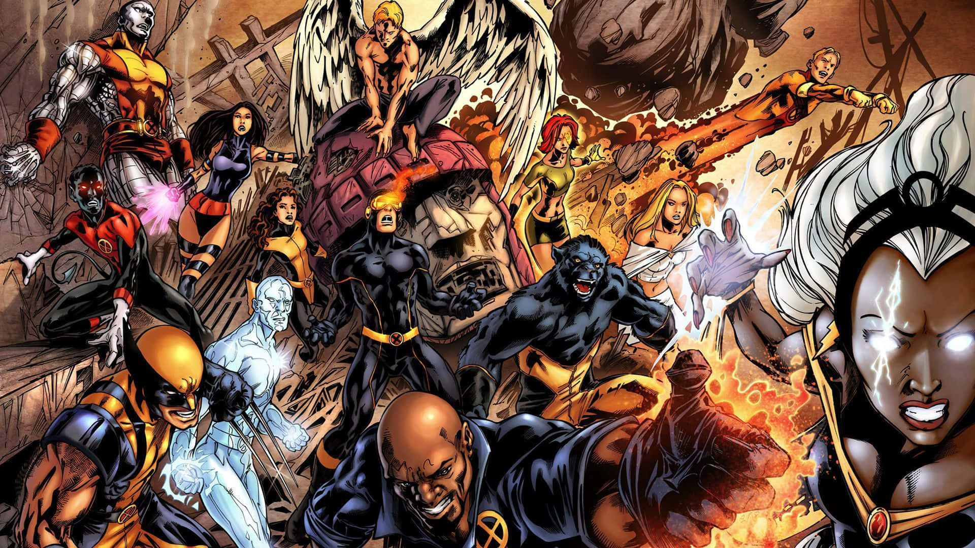 X-Men, Marvel Comic Book, fiery explosions, Full HD Desktop Wallpaper