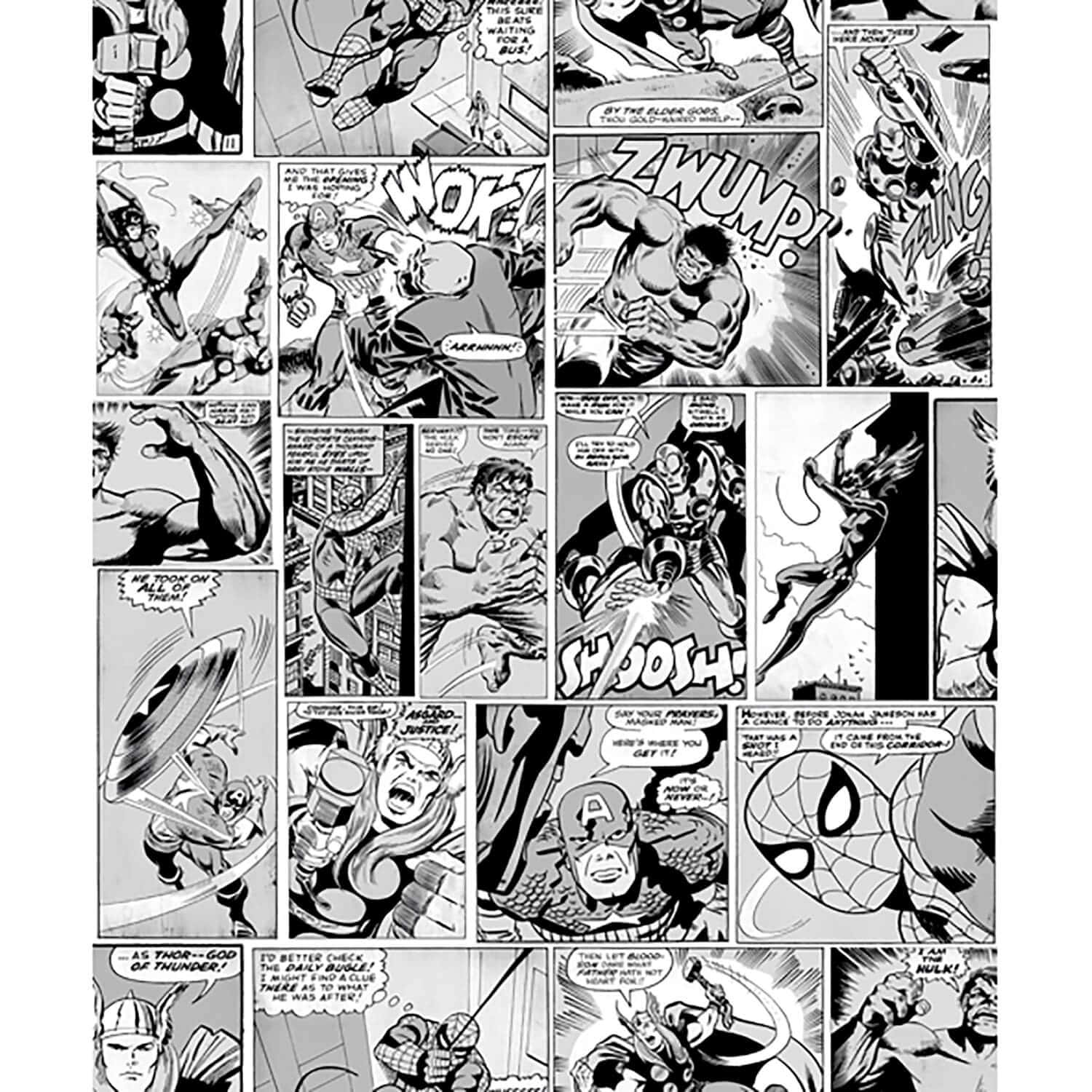 Marvel Comic Book, superheroes, black and white comic book panels, HD Desktop Wallpaper