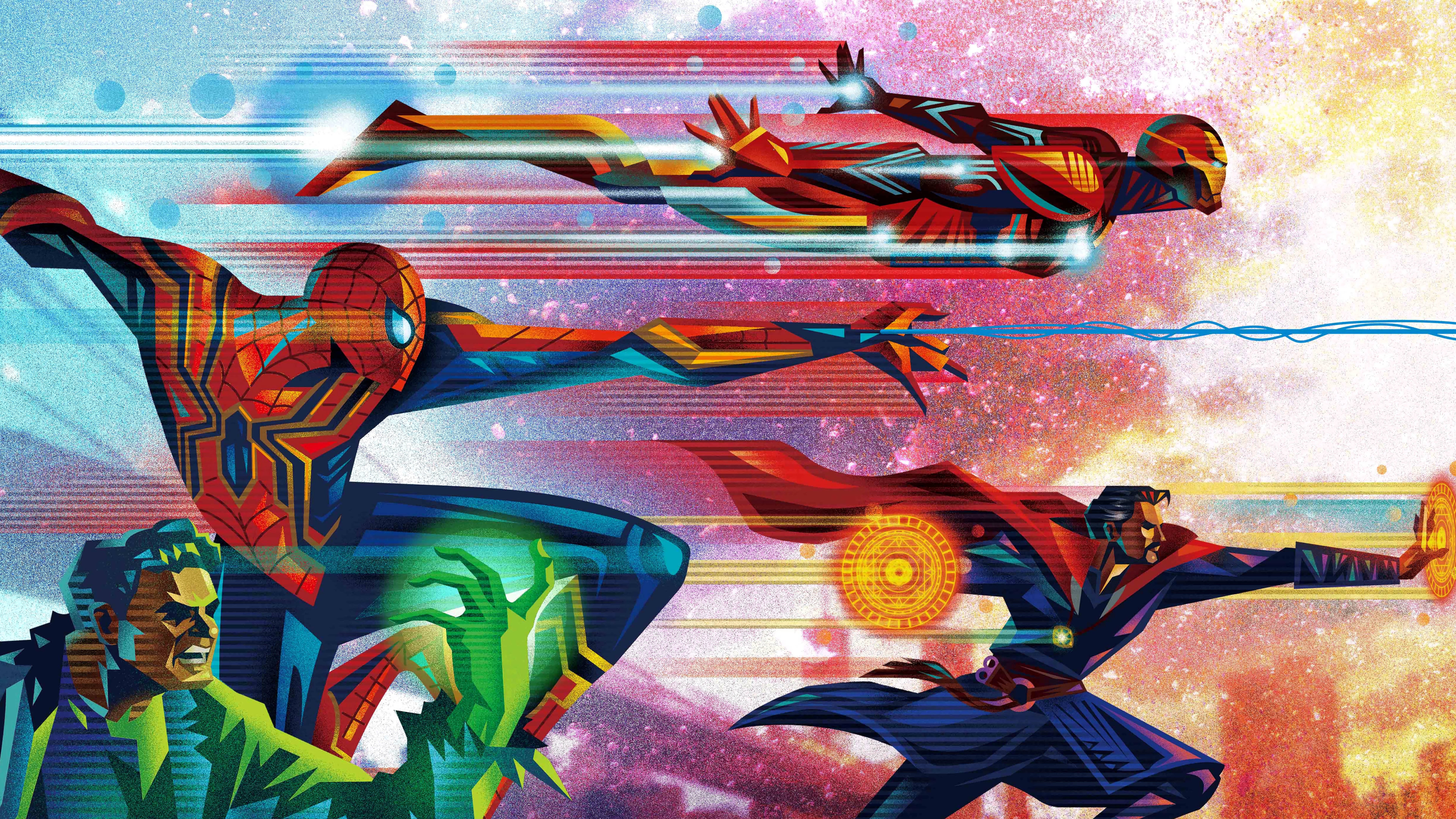 Marvel Comics, comic book heroes, cosmic nebula, 8K Desktop Wallpaper