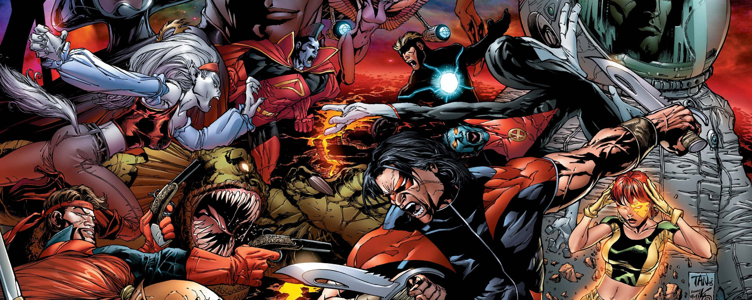 Marvel Dual Screen, superheroes, villains, 2K Desktop Wallpaper