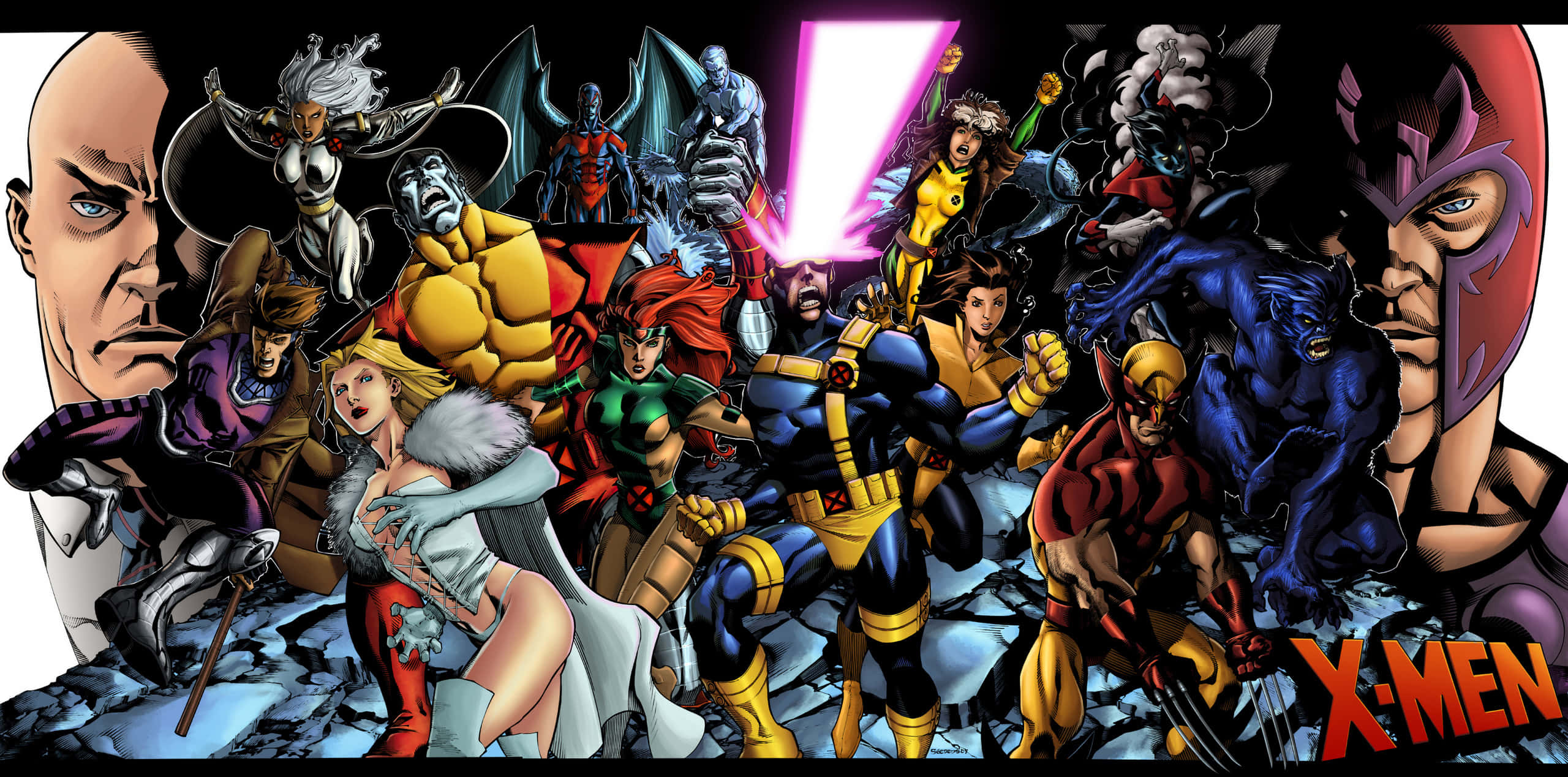 Marvel Dual Screen, X-Men, superheroes, 2K Desktop Wallpaper