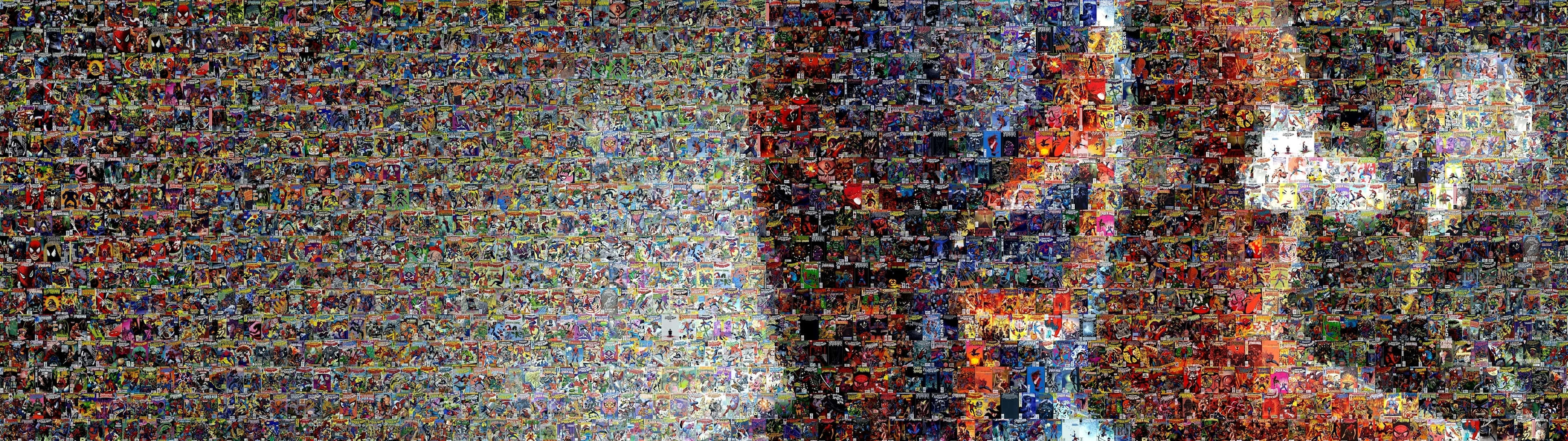 Marvel Dual Screen, 3840 x 1080, mosaic-style portrait, 4K Desktop Wallpaper