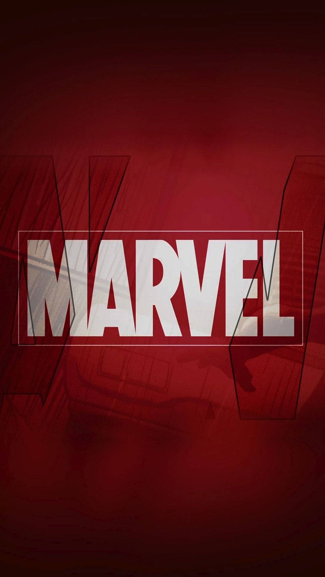 Marvel logo, red gradient background, white Marvel logo, Full HD Phone Wallpaper