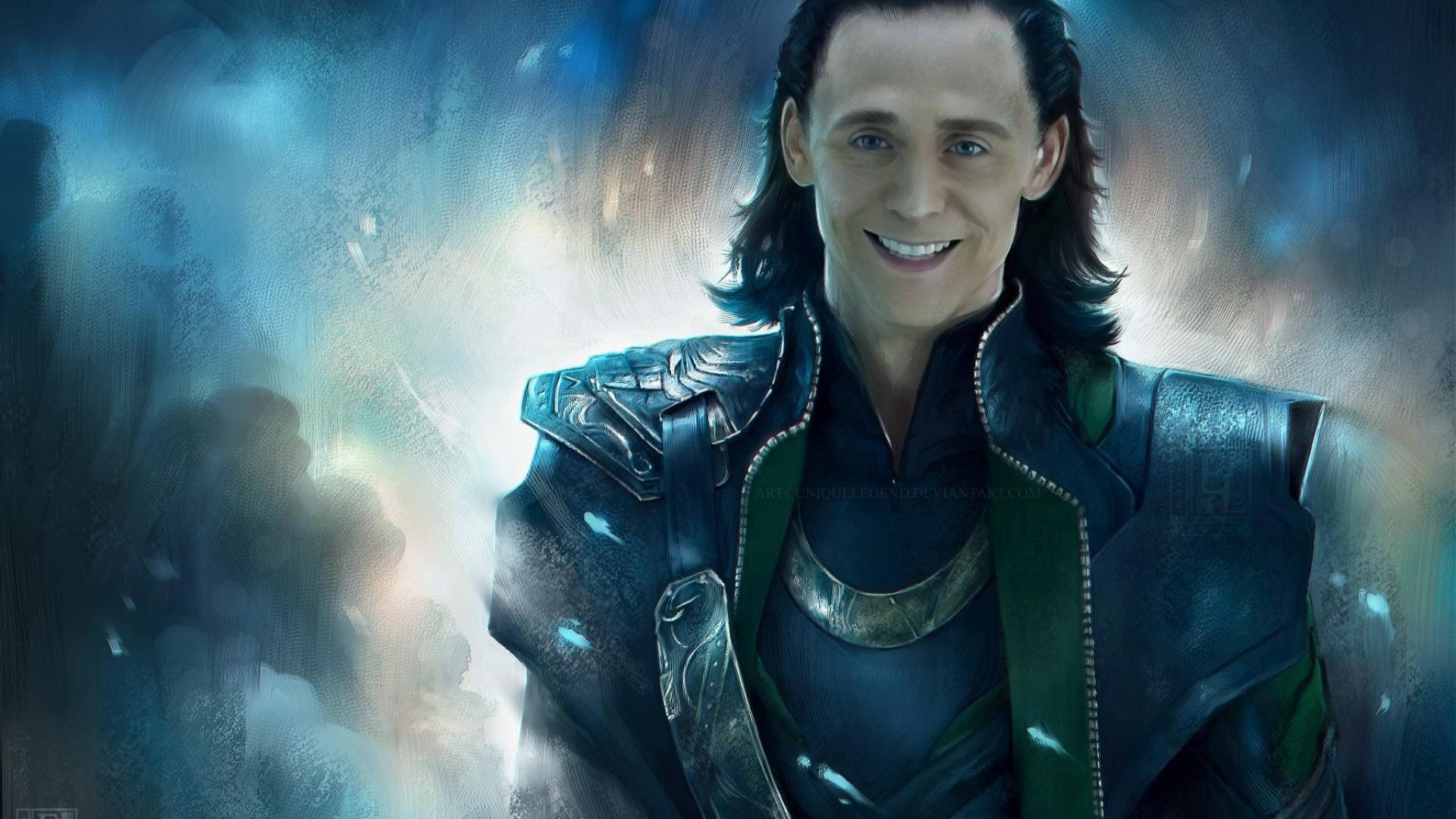 Loki, pastel portrait, dark armor, Full HD Desktop Wallpaper