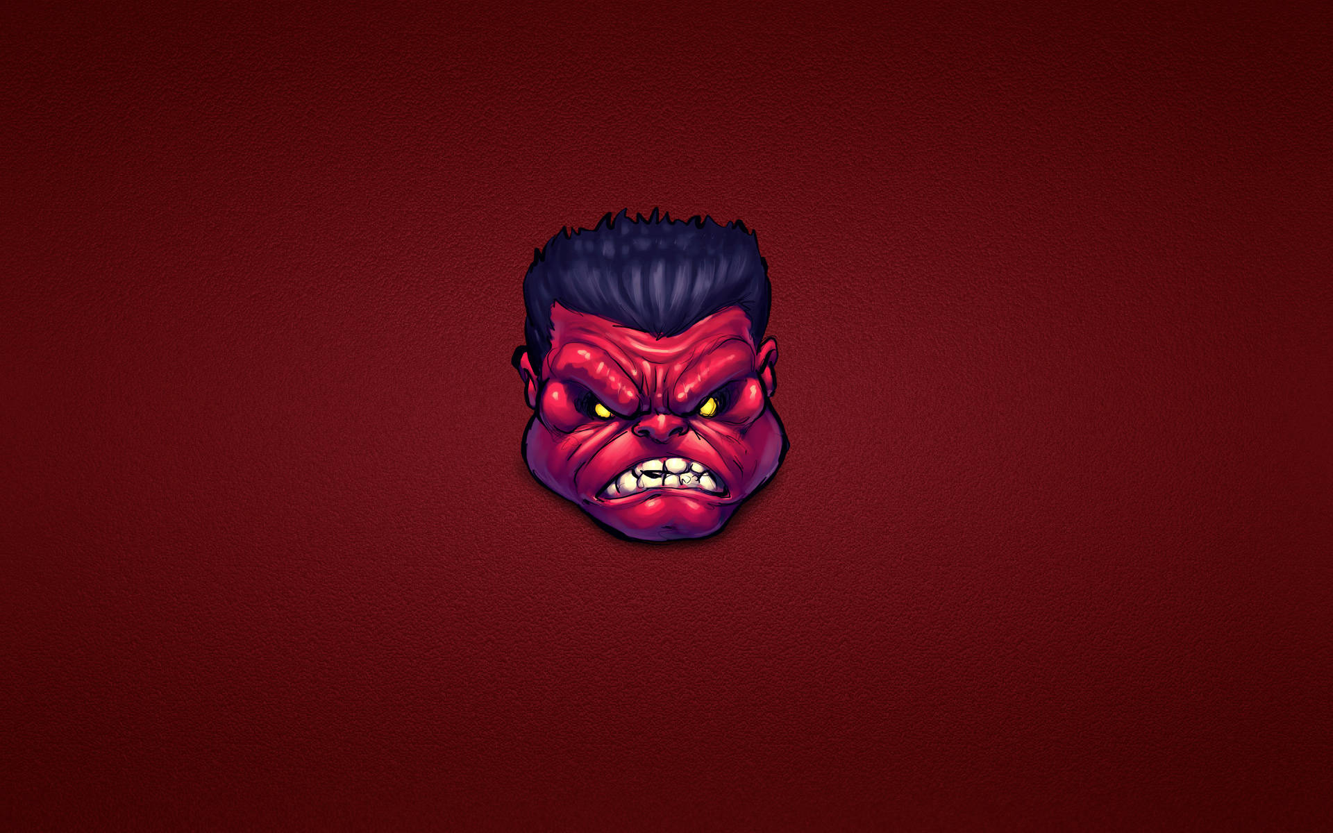 Marvel Minimalist, red demon face, glowing yellow eyes, Full HD Desktop Wallpaper