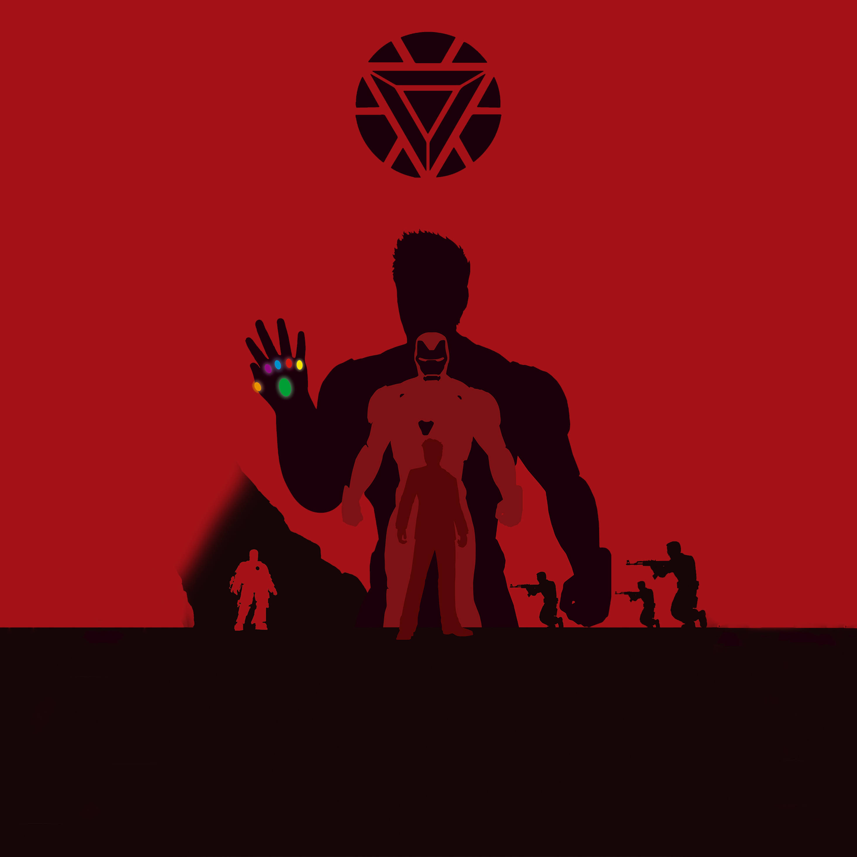 Marvel, minimalist style, silhouetted figures, 2K Desktop Wallpaper