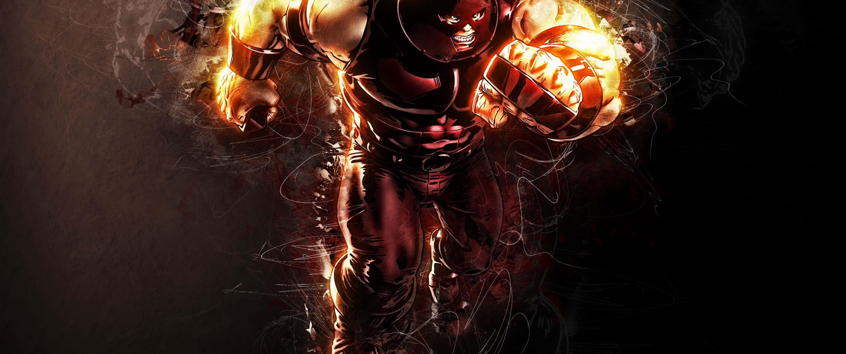Marvel, red armor, fiery energy, 2K Desktop Wallpaper