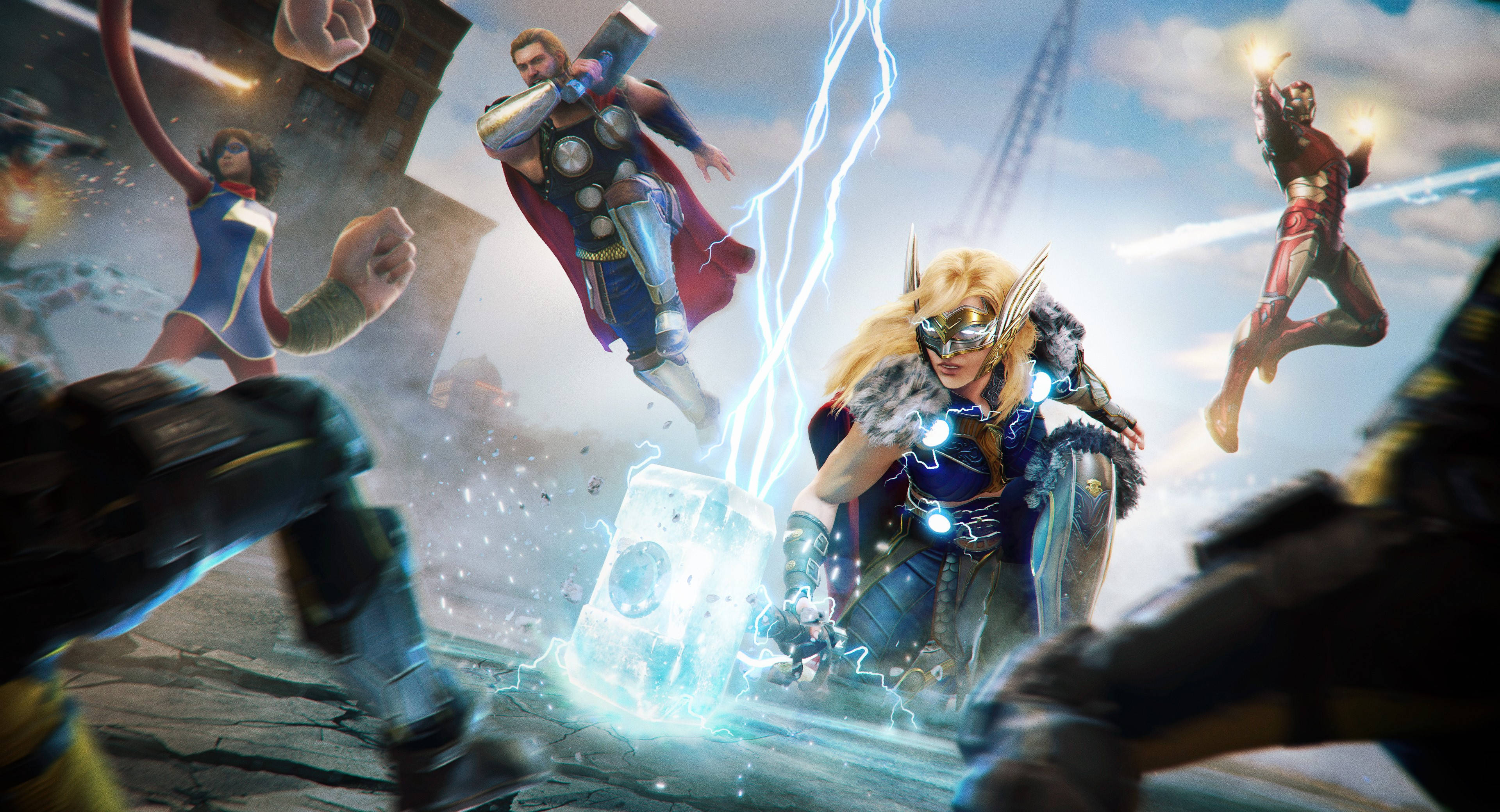 Marvel Universe, superheroes, lightning, 4K Desktop Wallpaper