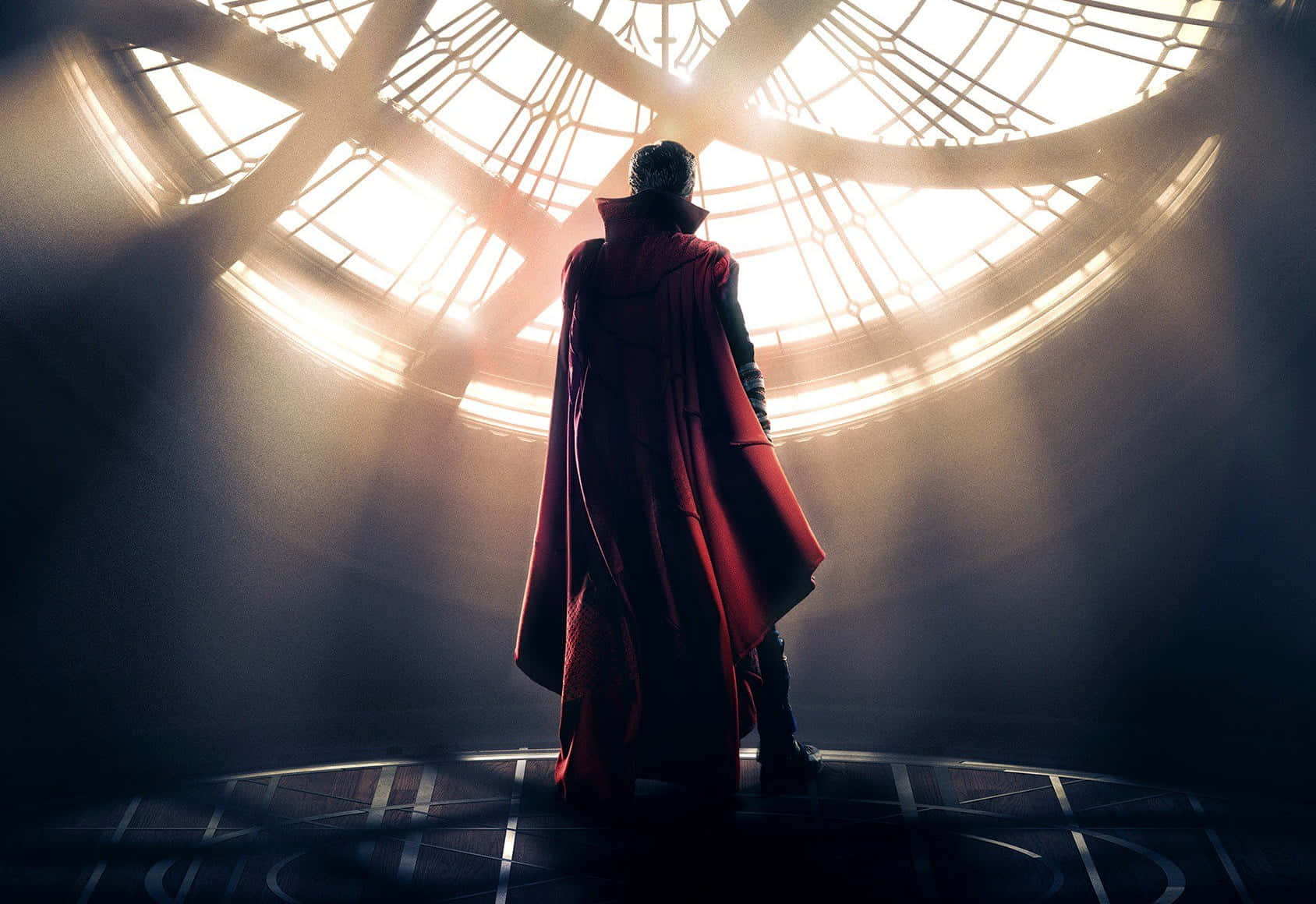 Marvel Universe, red cape, glowing circular skylight, HD Desktop Wallpaper