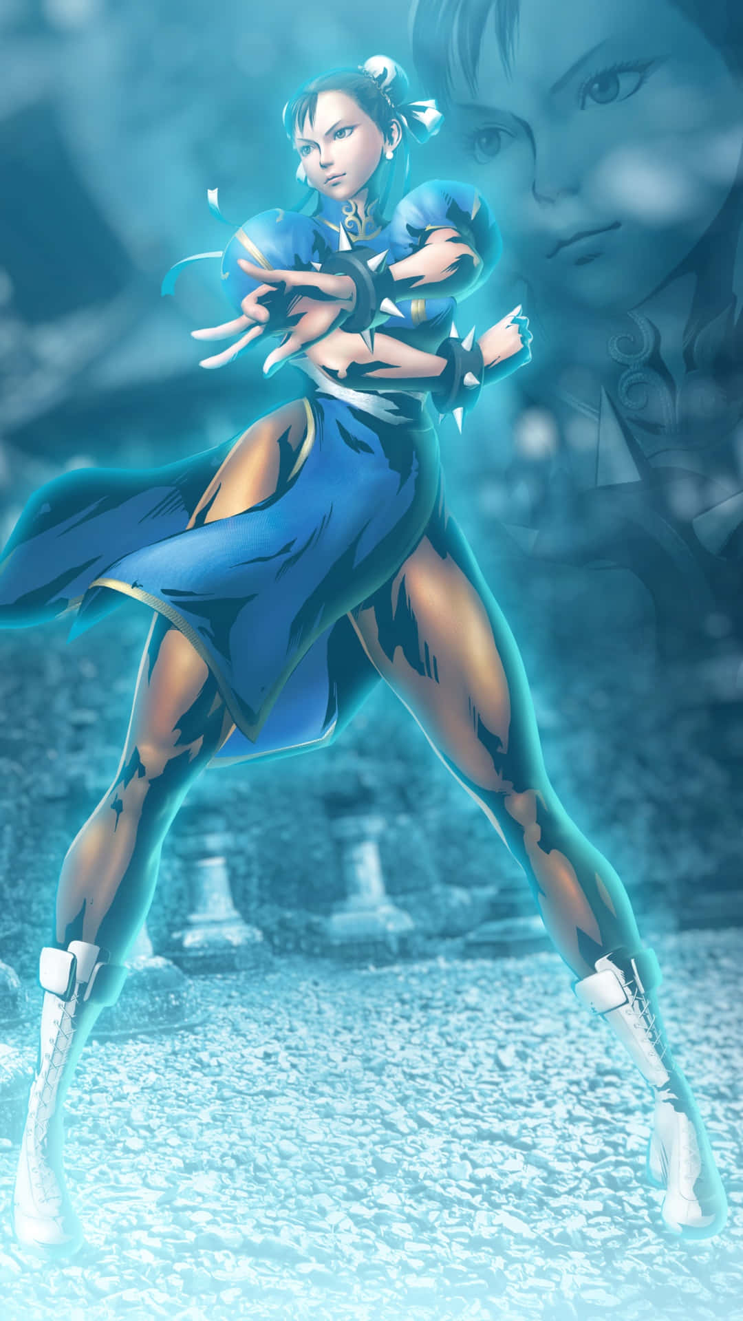 Marvel Vs Capcom Characters, blue-clad martial artist, glowing energy effects, Full HD Phone Wallpaper