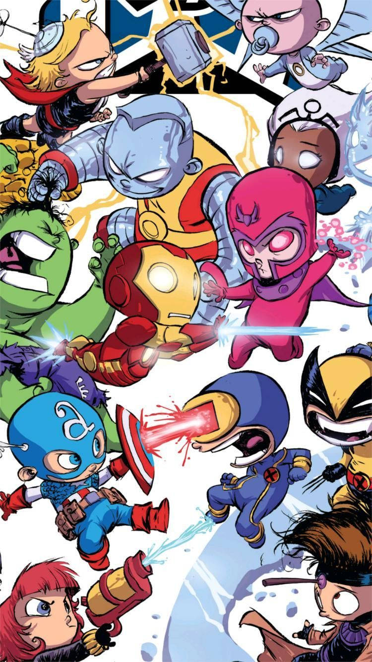 Cute Marvel Superheroes, chibi-style, Marvel superheroes, HD Phone Wallpaper