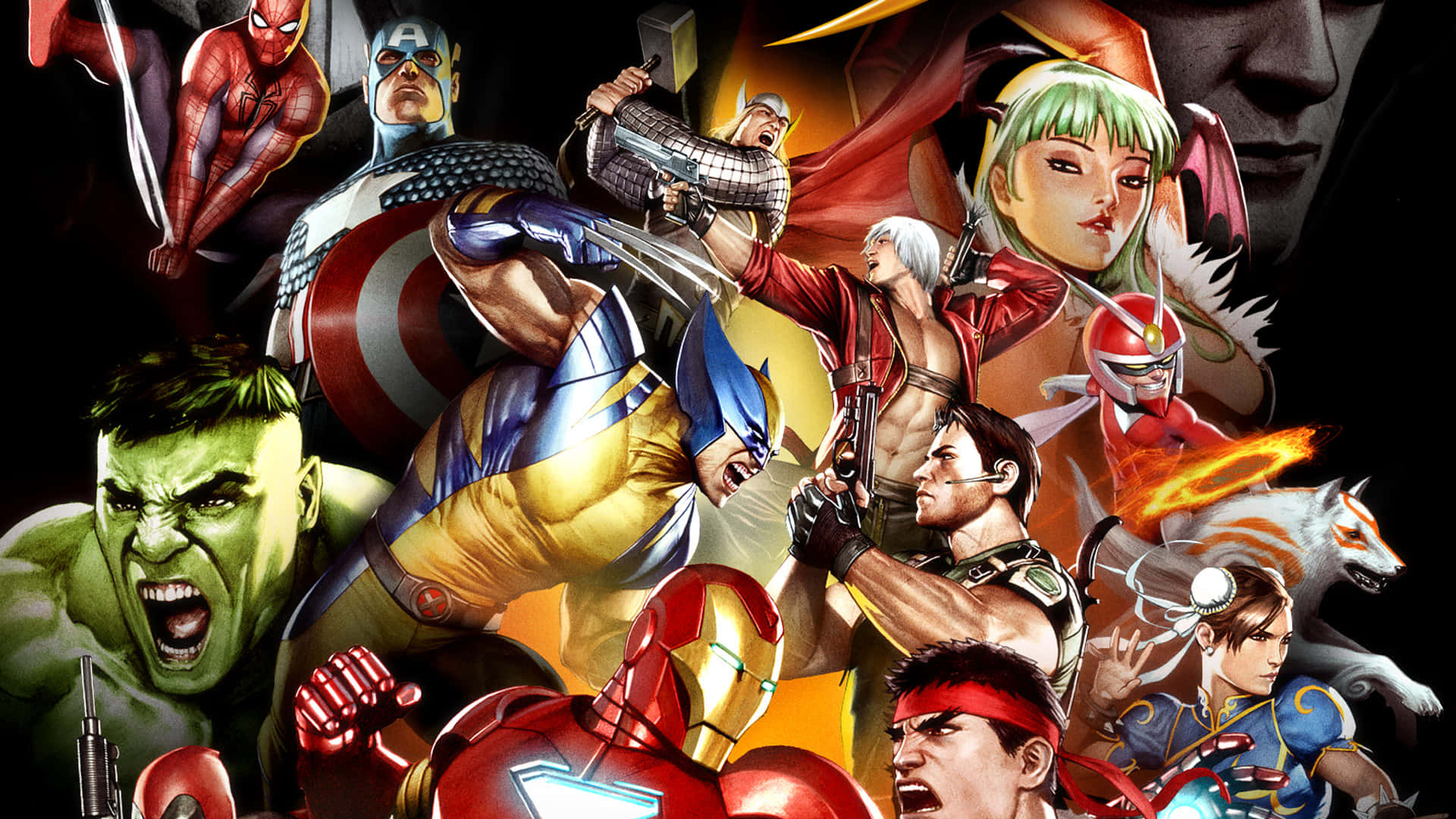 Marvel Vs Capcom, comic book heroes, anime characters, Full HD Desktop Wallpaper