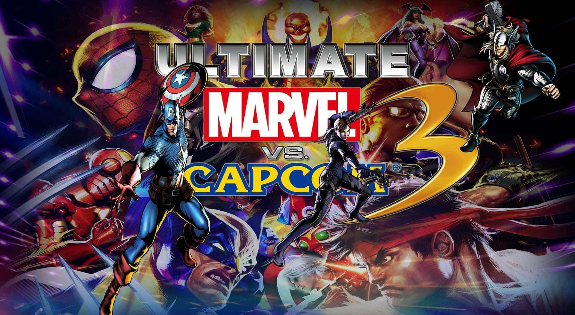 Marvel Vs Capcom, comic book style, explosive energy effects, Full HD Desktop Wallpaper