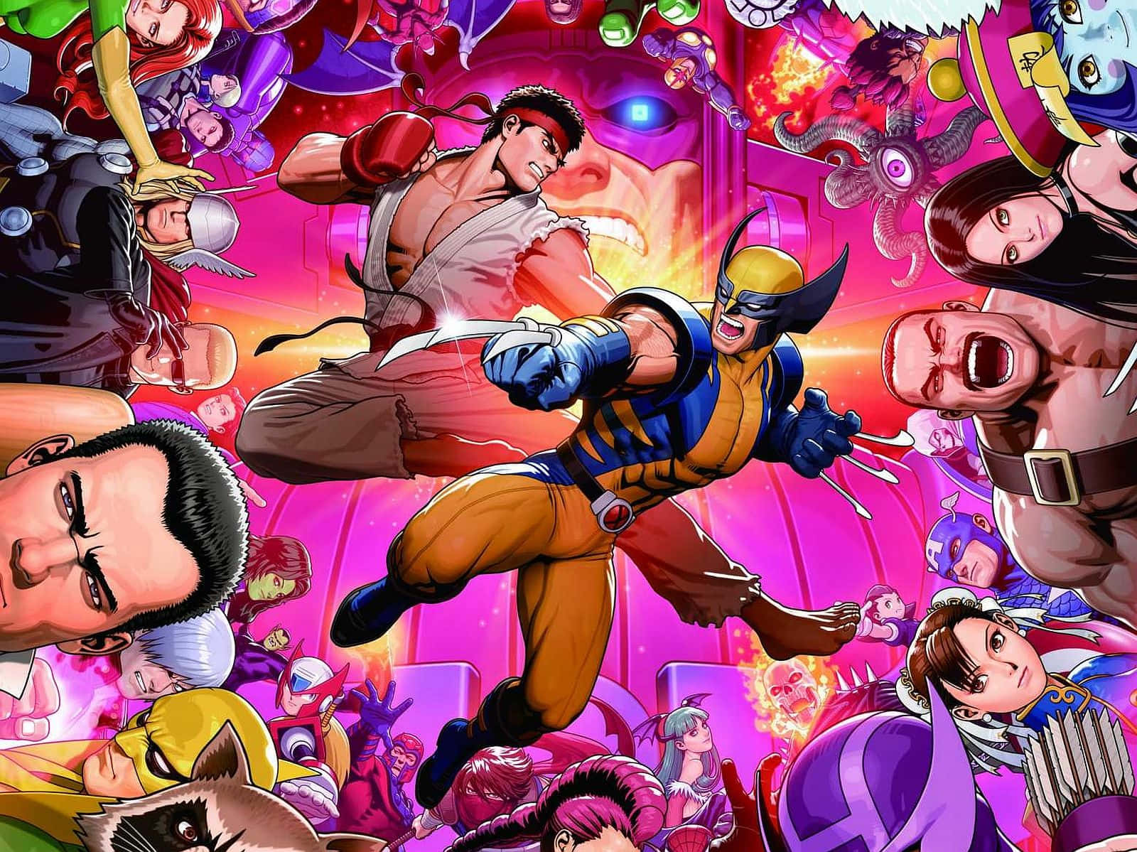 Marvel Vs Capcom, comic book illustration, iconic fighters, HD Desktop Wallpaper