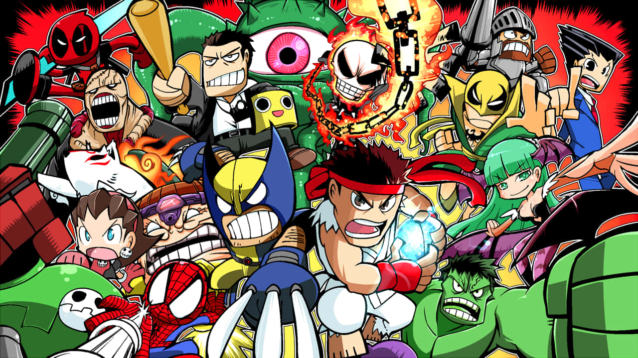 Marvel Vs Capcom, anime-style, iconic comic book characters, HD Desktop Wallpaper
