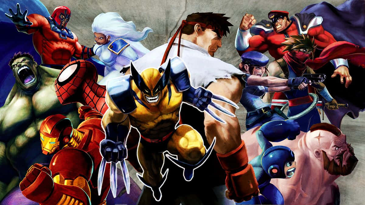 Marvel Vs Capcom, comic book style, superheroes, SD Desktop Wallpaper
