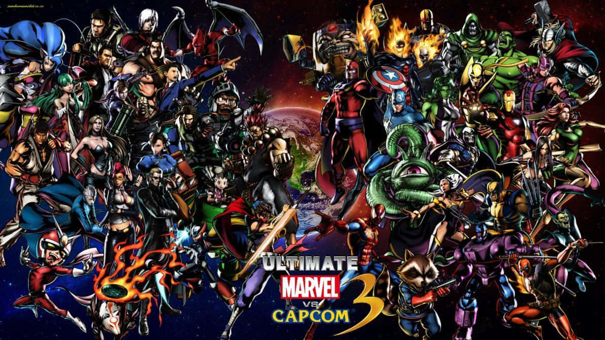 Marvel Vs Capcom, comic book style, superheroes, SD Desktop Wallpaper