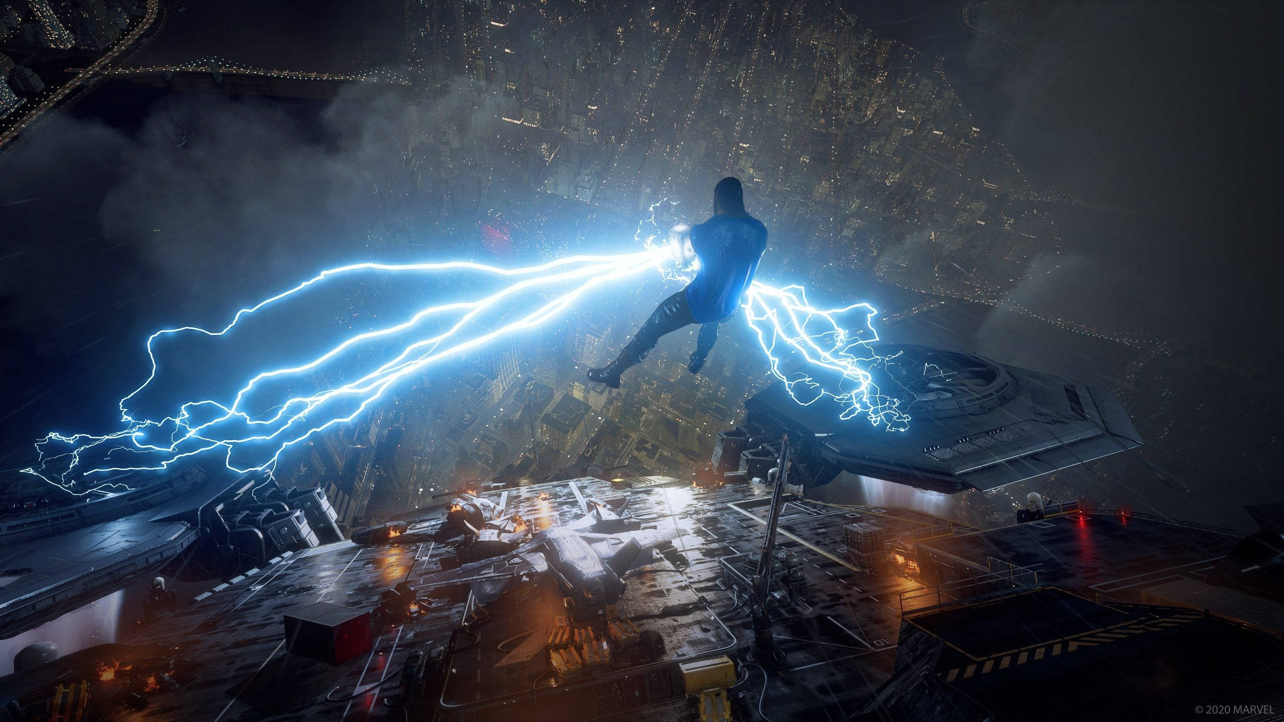 Marvel, Xbox, bright blue lightning bolts, 2K Desktop Wallpaper