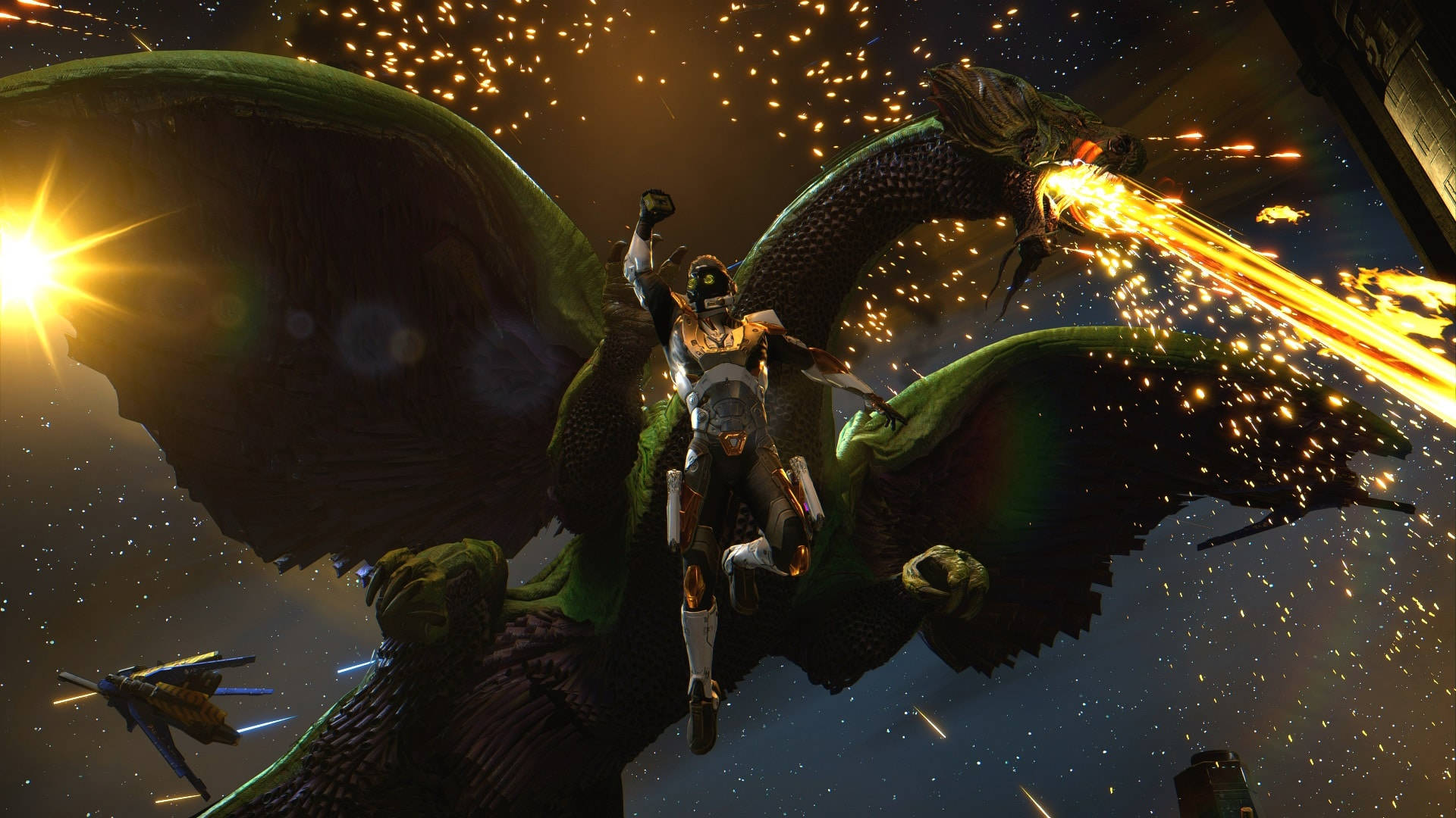 Marvel Xbox, futuristic warrior, massive green dragon, Full HD Desktop Wallpaper