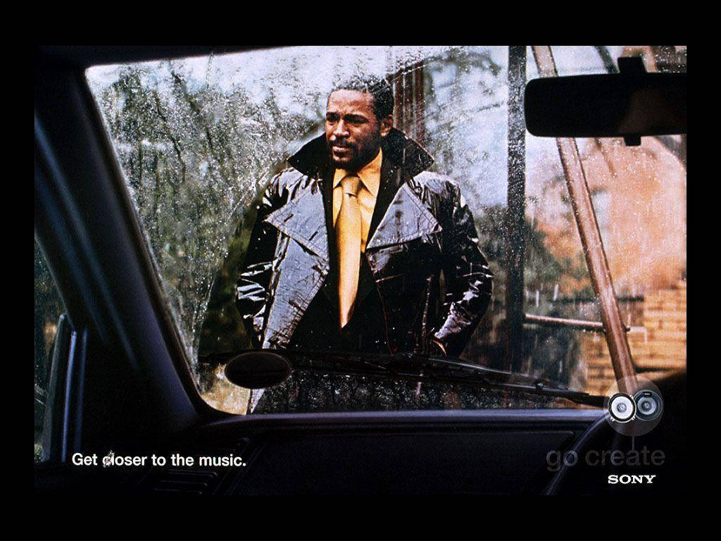 Marvin Gaye, black leather jacket, yellow tie, SD Desktop Wallpaper