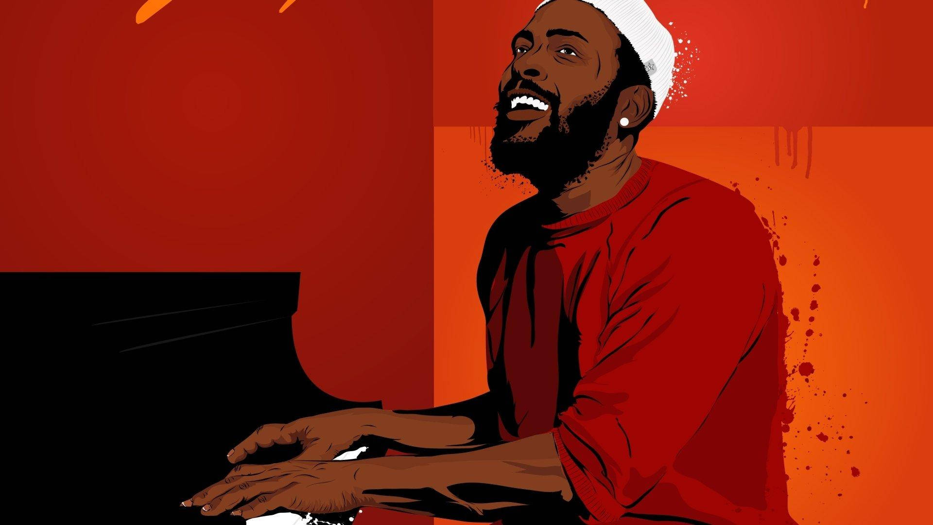 Marvin Gaye, beard, white cap, Full HD Desktop Wallpaper