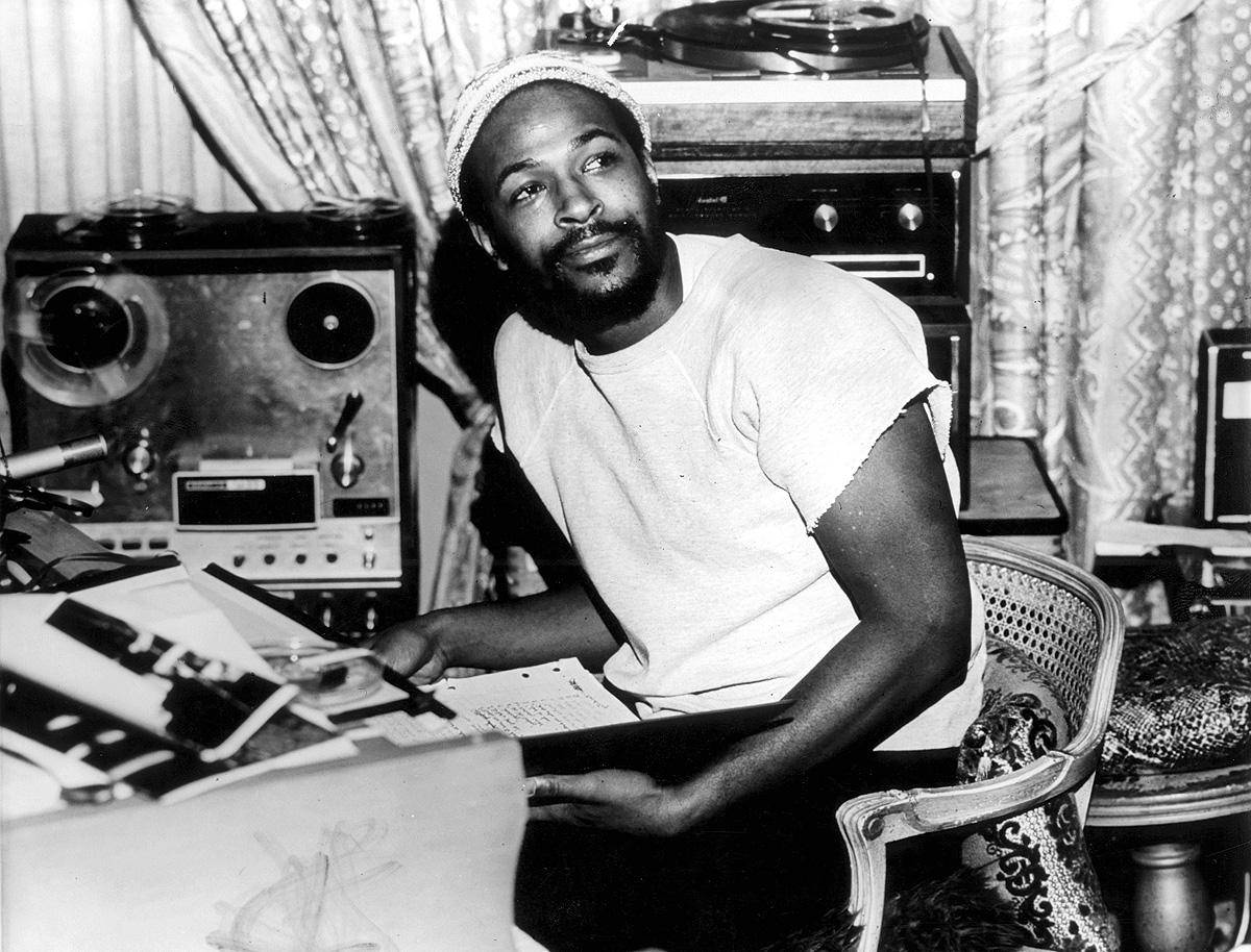 Marvin Gaye, headwrap, cluttered desk, SD Desktop Wallpaper