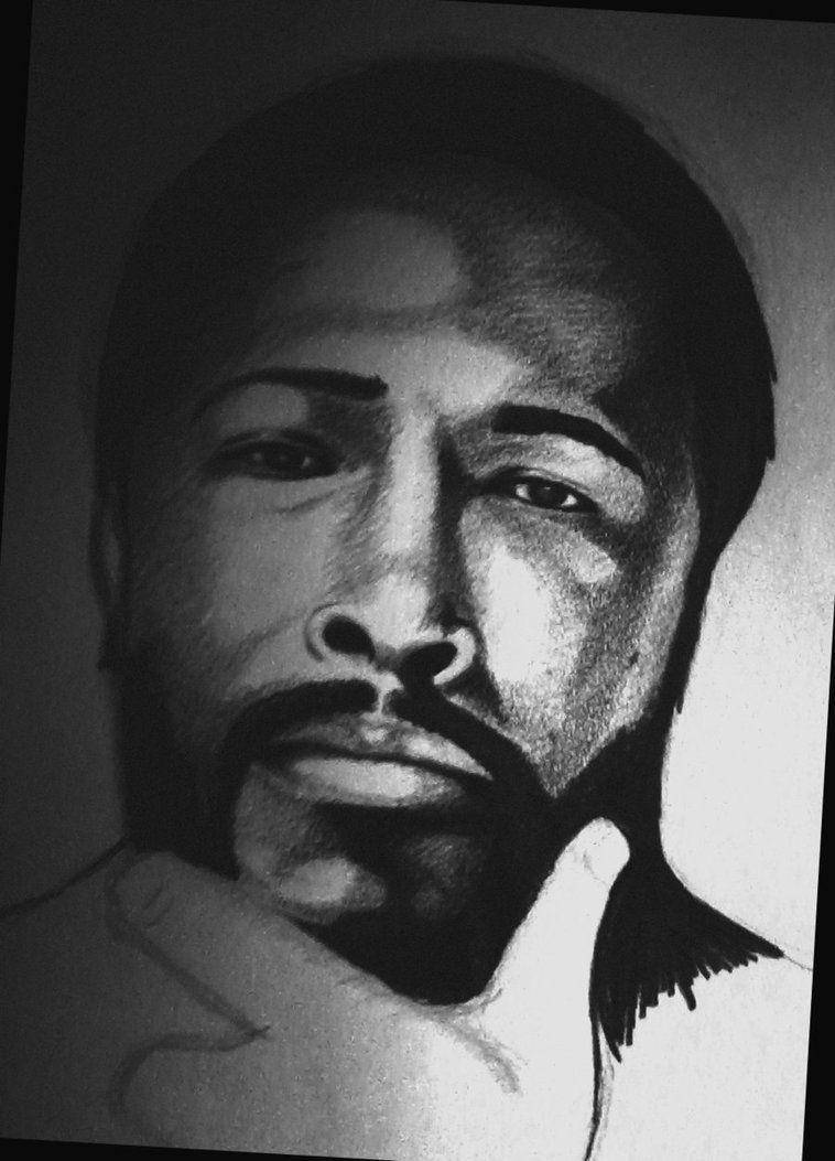 Marvin Gaye, charcoal pencil art, black and white, SD Phone Wallpaper
