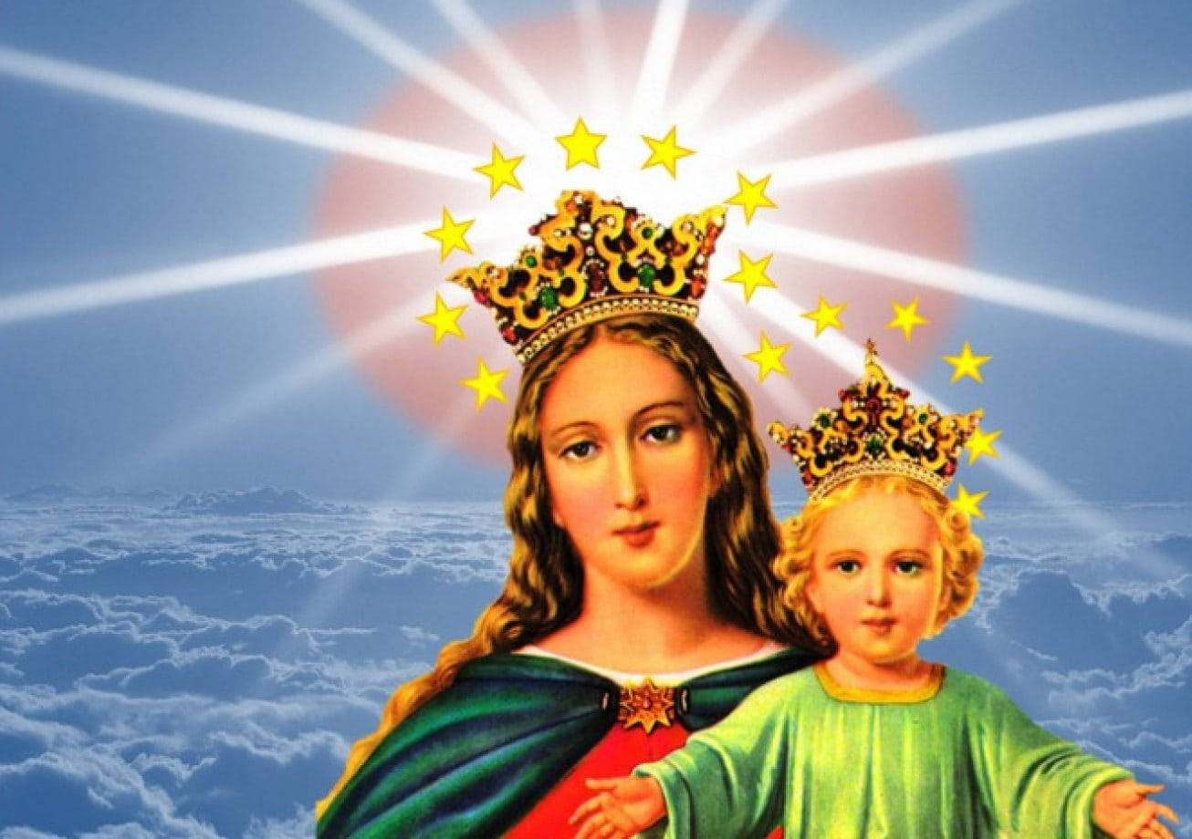 Mary And Jesus, shining crowns, haloed, HD Desktop Wallpaper