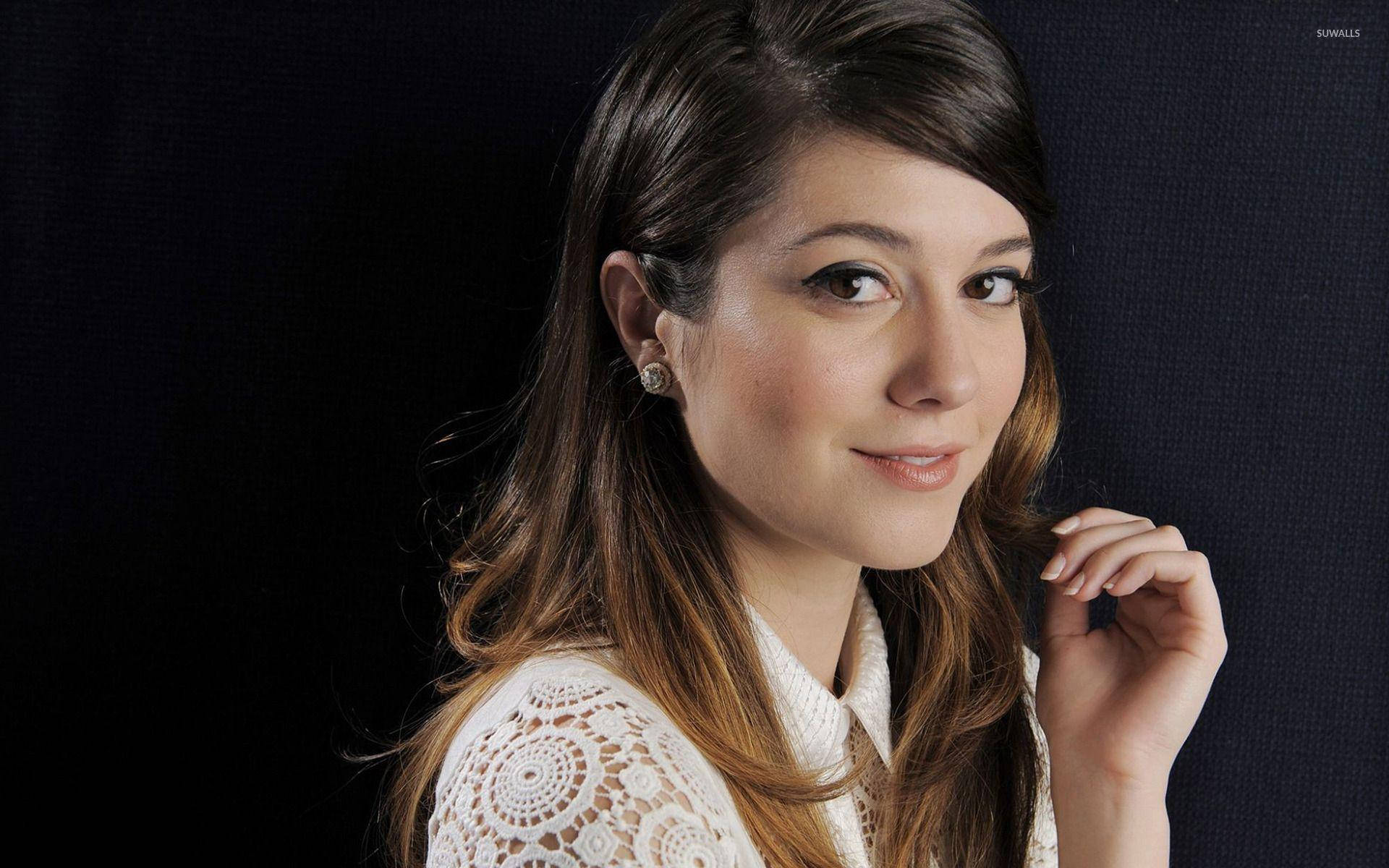 Mary Elizabeth Winstead, white lace top, long brown hair, Full HD Desktop Wallpaper