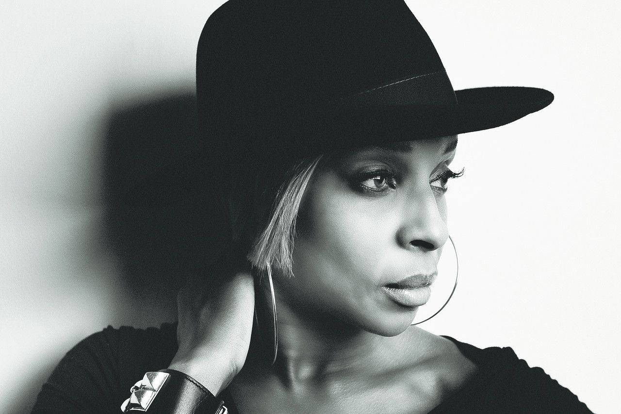Mary J Blige, fedora, hoop earrings, HD Desktop Wallpaper