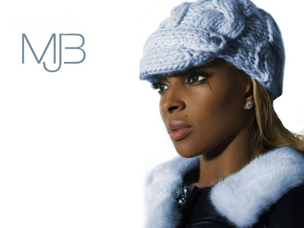 Mary J Blige, reflections a retrospective album, light blue knit cap, SD Desktop Wallpaper