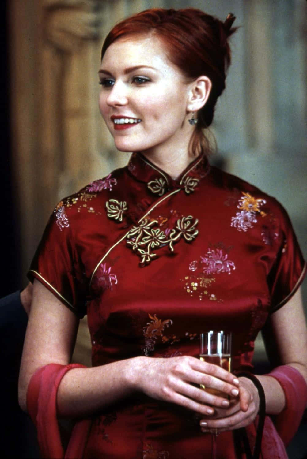 Mary Jane, red hair, rich red floral embroidered qipao, HD Phone Wallpaper