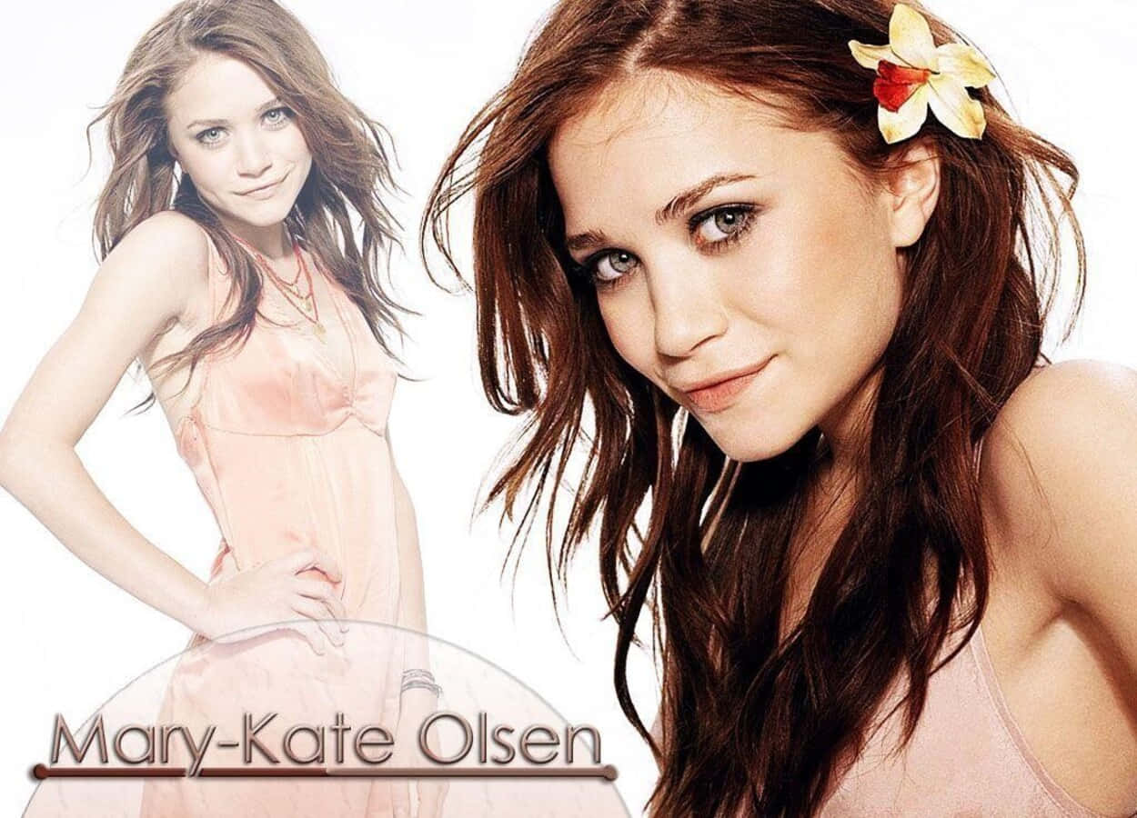 Mary-Kate Olsen, soft pink dress, tropical flower, SD Desktop Wallpaper