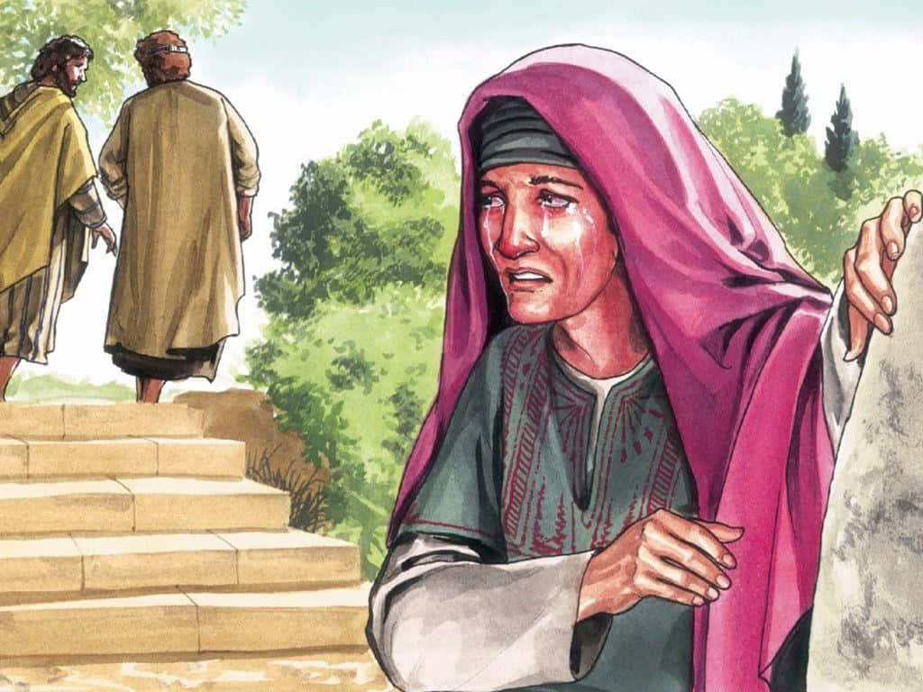 Mary Magdalene, pink veil, stone, SD Desktop Wallpaper