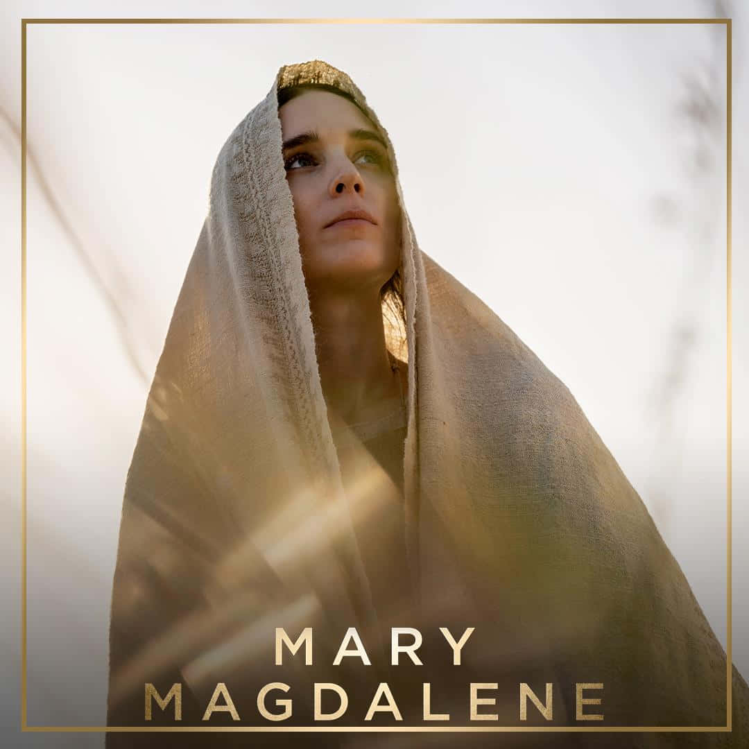 Mary Magdalene, textured beige veil, soft golden-lit background, SD Desktop Wallpaper