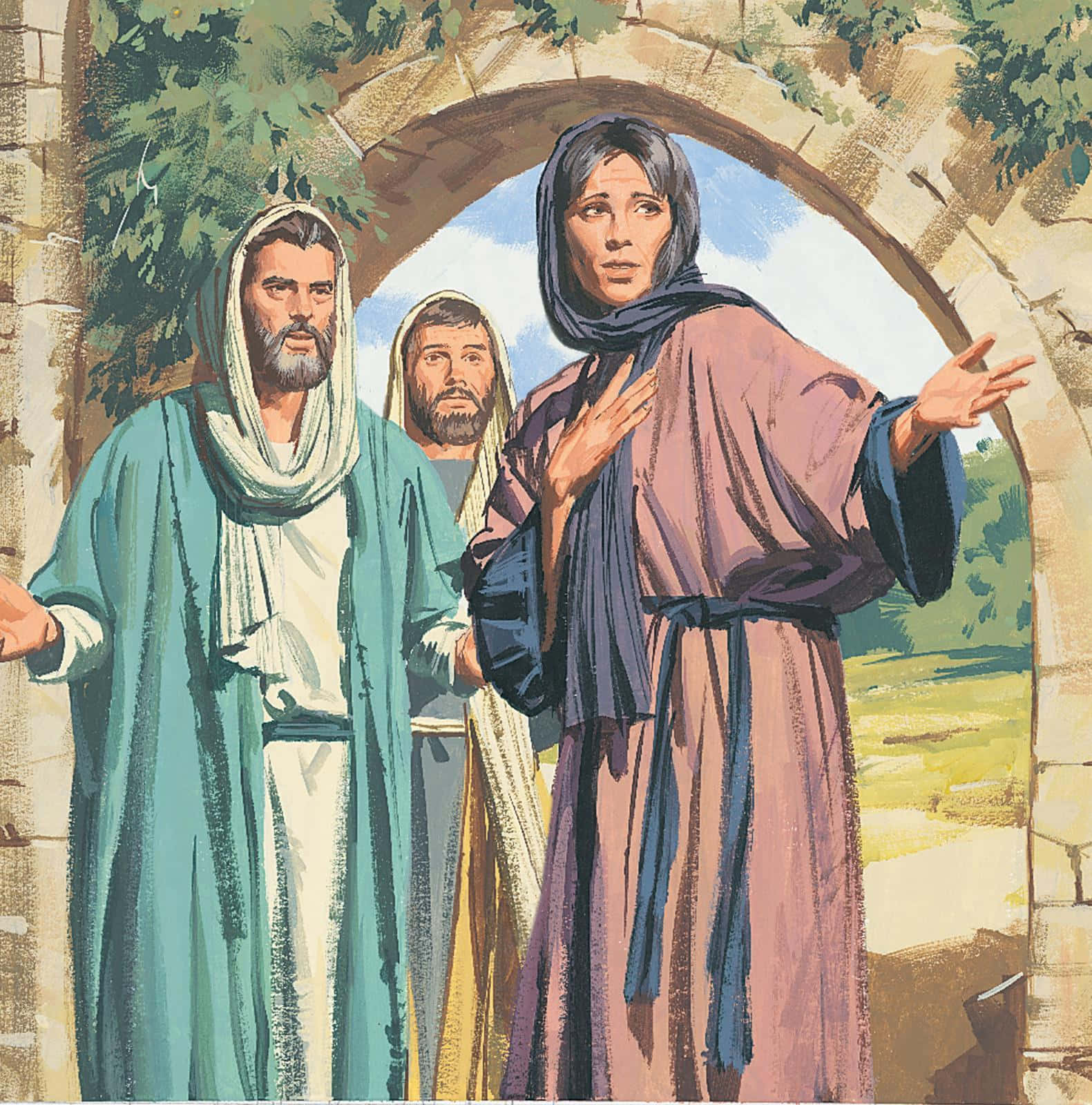 Mary Magdalene, ancient robes, stone archway, HD Phone Wallpaper