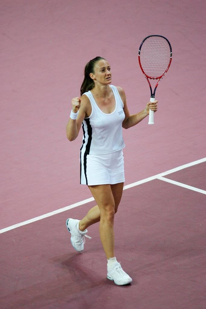 Mary Pierce, purple tennis court, pink hard court, SD Phone Wallpaper