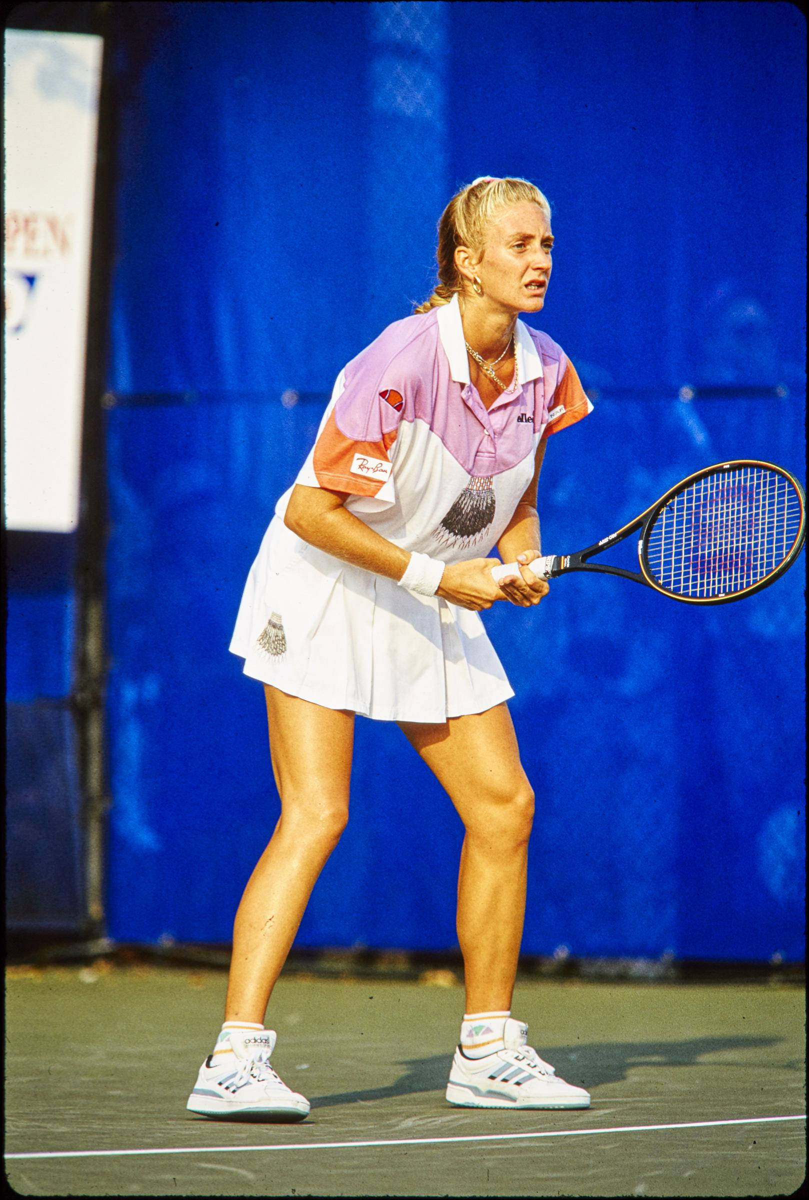Mary Pierce, purple and white outfit, racket, Full HD Phone Wallpaper