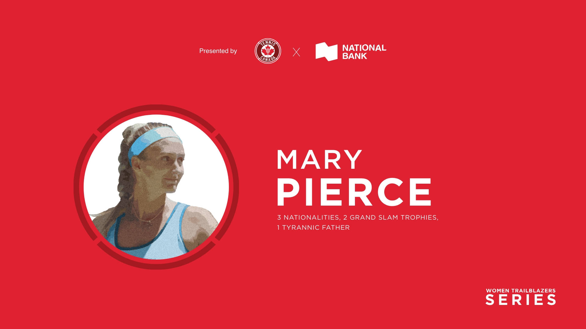 Mary Pierce, tennis player, bold red graphic, Full HD Desktop Wallpaper
