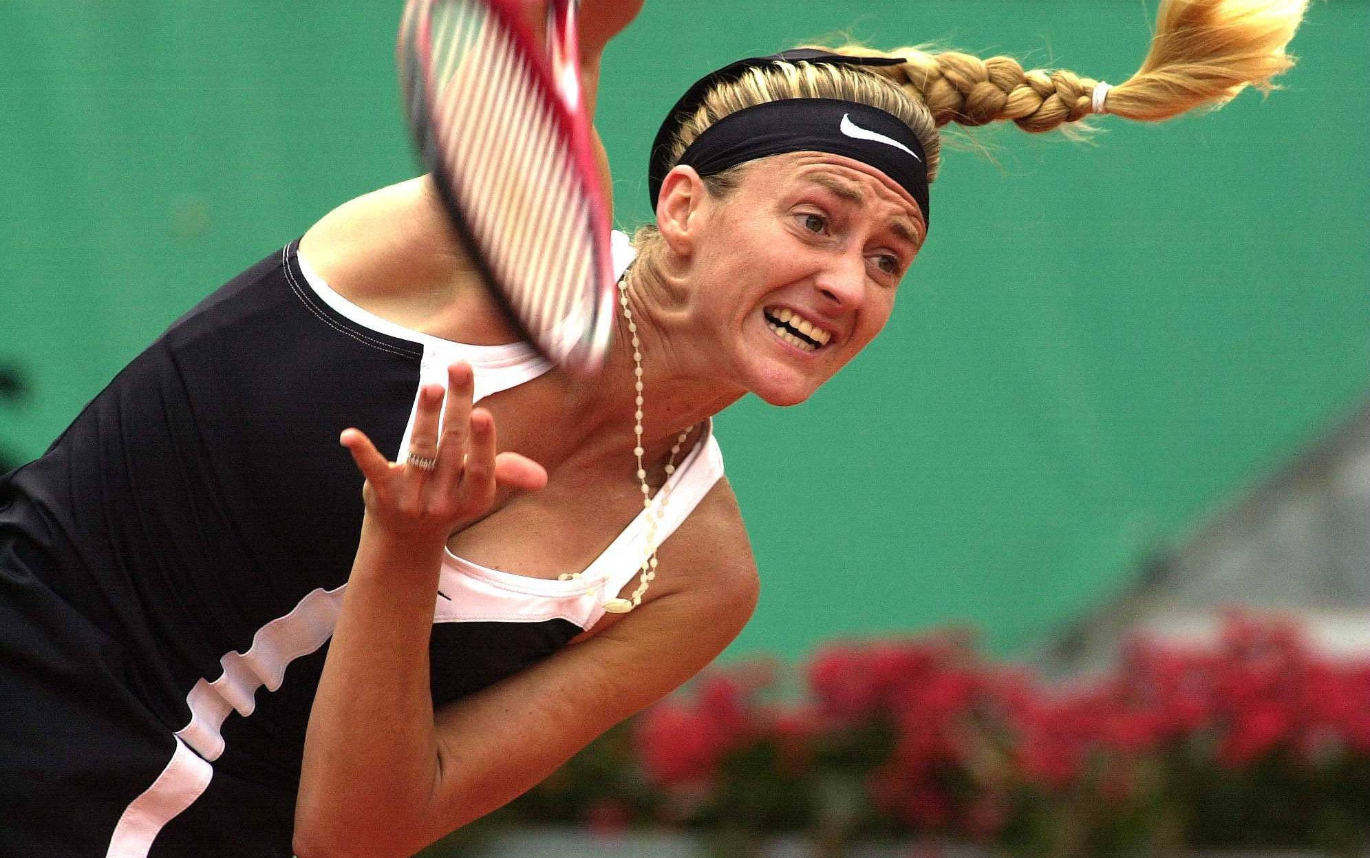 Mary Pierce, braided ponytail, green court, Full HD Desktop Wallpaper