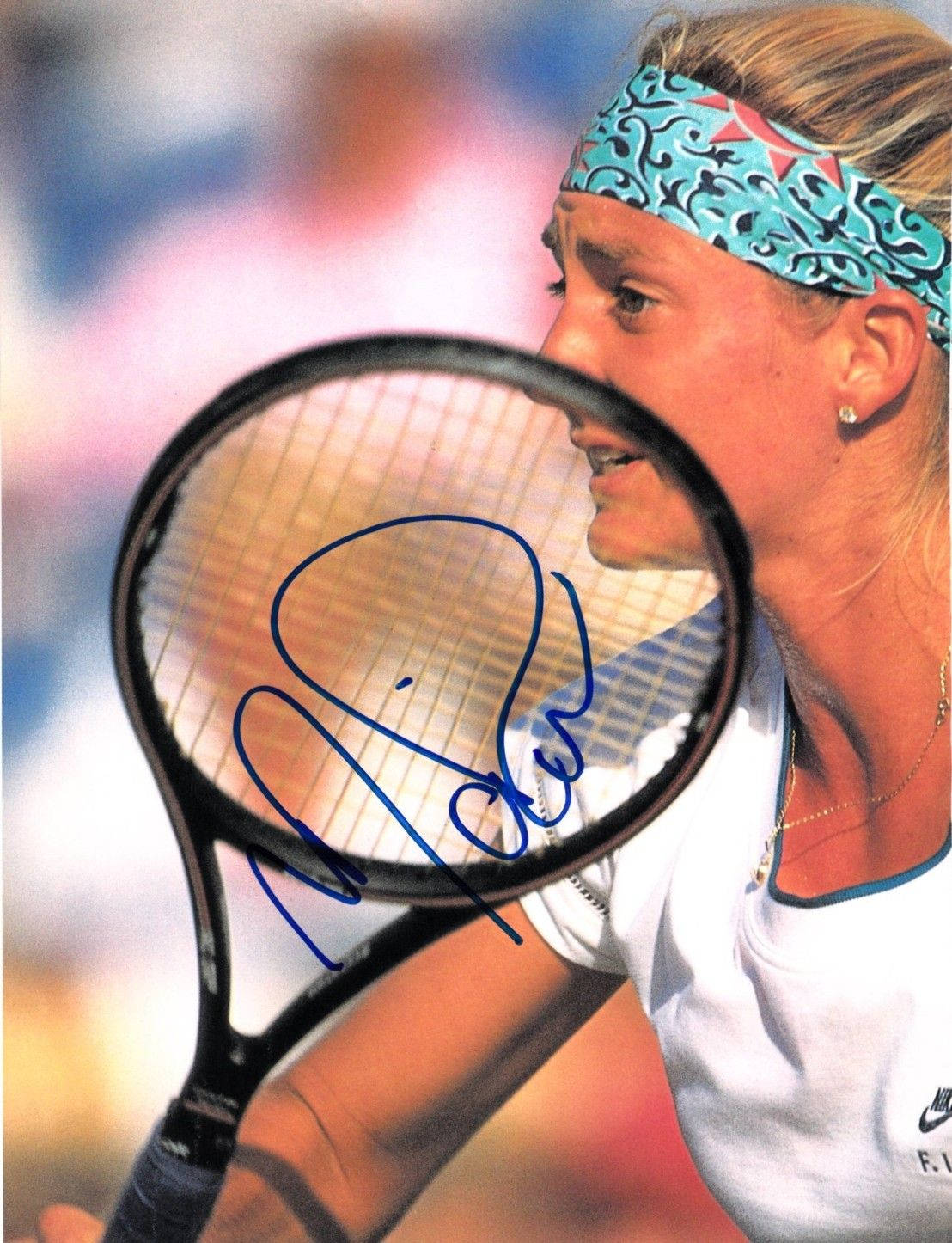 Mary Pierce, tennis racket, blue autograph, HD Phone Wallpaper