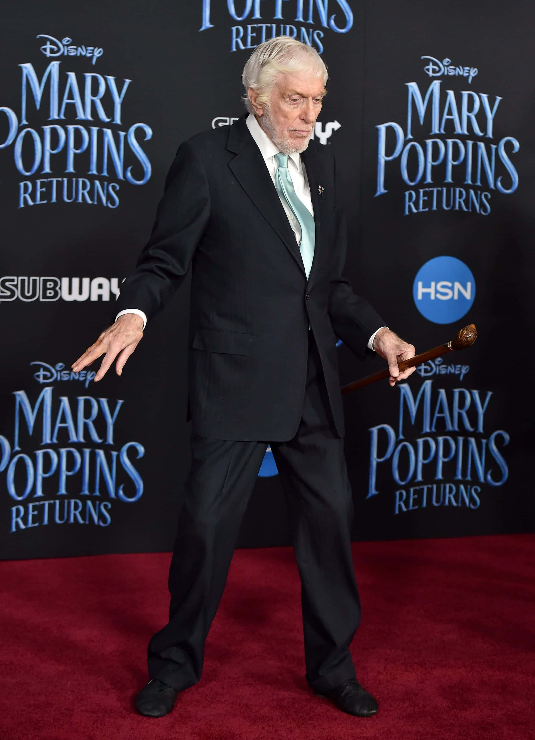 Mary Poppins Returns, red carpet, black suit, 2K Phone Wallpaper