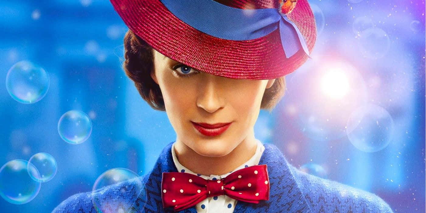 Mary Poppins Returns, red hat, blue coat, HD Desktop Wallpaper