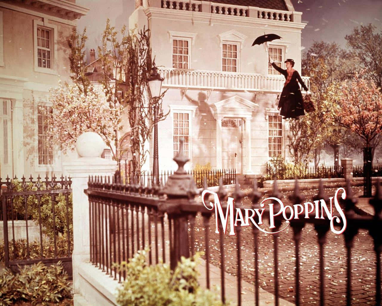 Mary Poppins, black dress, Victorian house, HD Desktop Wallpaper