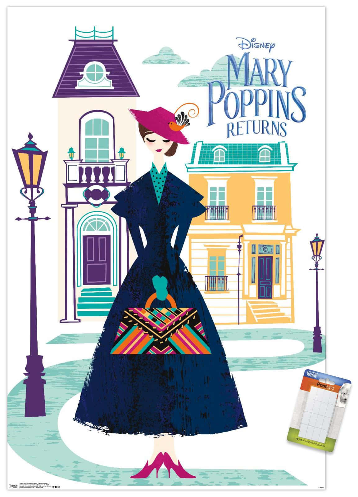 Mary Poppins, navy coat, pink hat, HD Phone Wallpaper