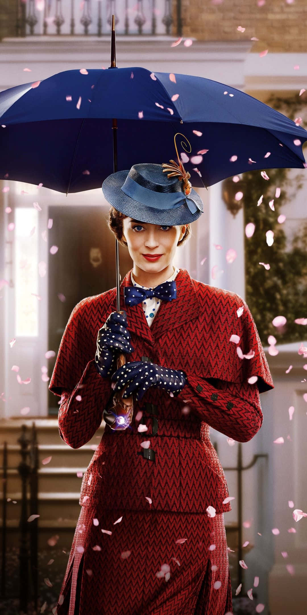 Mary Poppins, red herringbone suit, blue hat, Full HD Phone Wallpaper