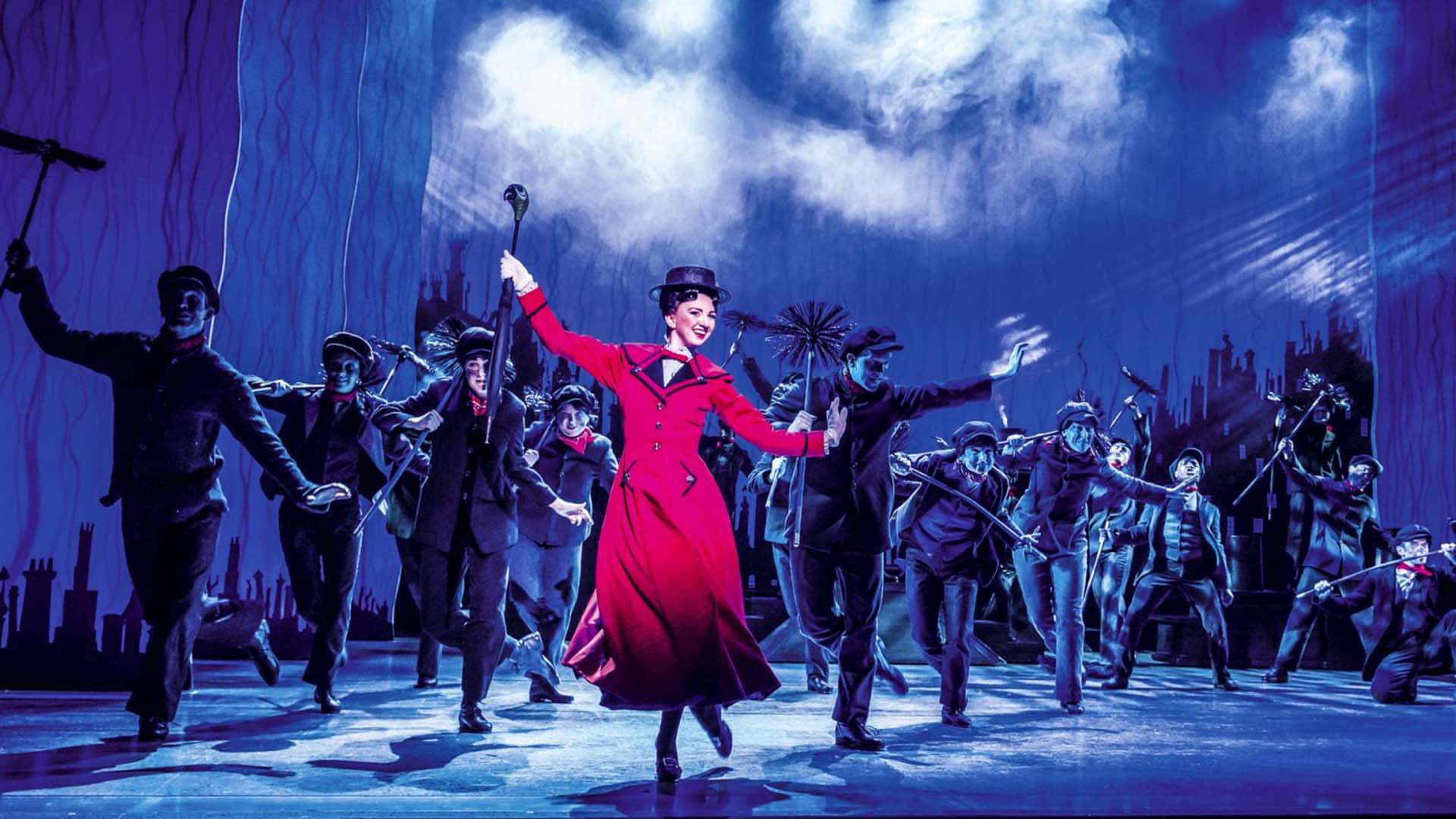 Mary Poppins, red coat, top hat, Full HD Desktop Wallpaper