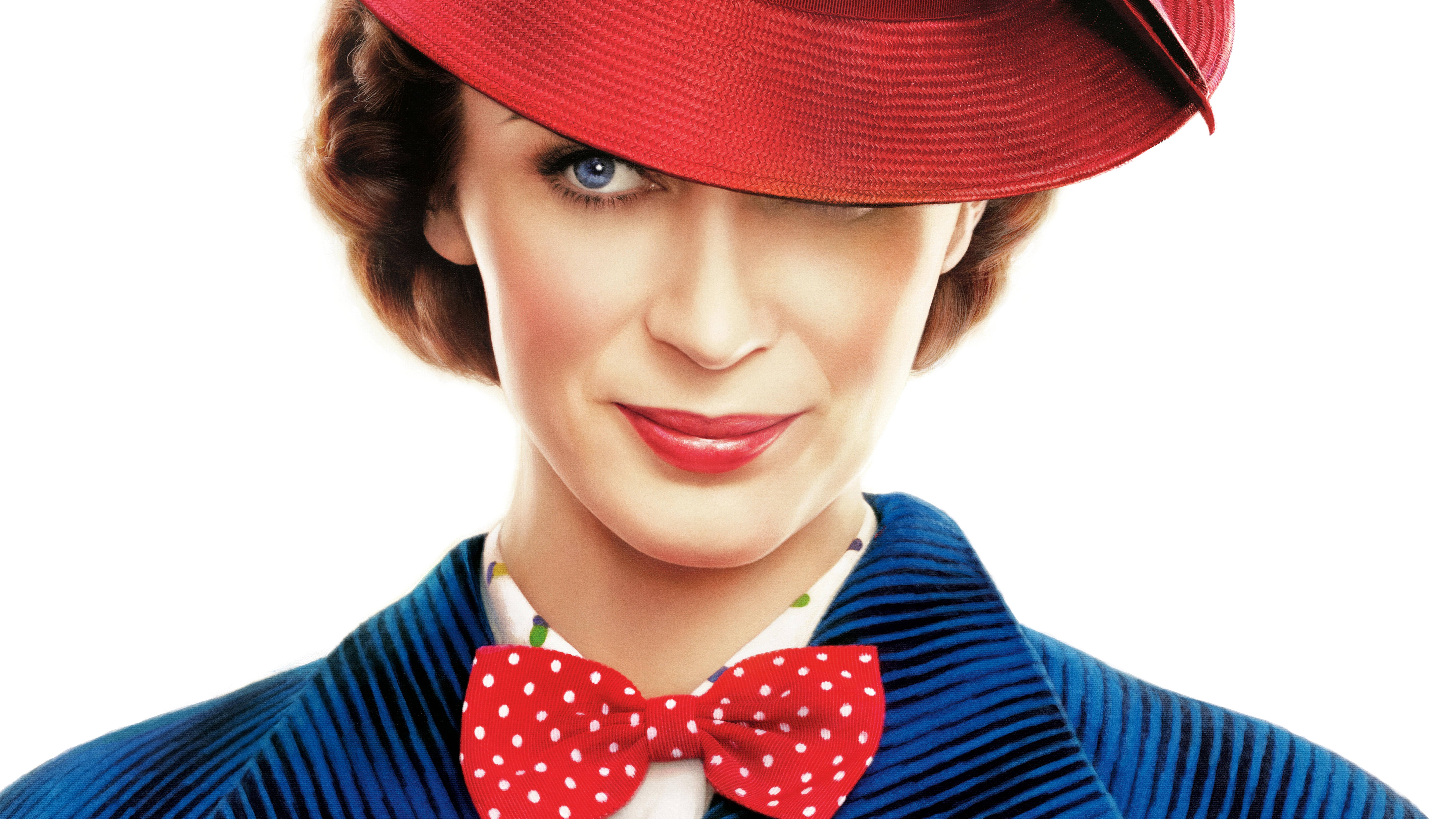 Mary Poppins, red hat, polka dot bowtie, 8K Desktop Wallpaper