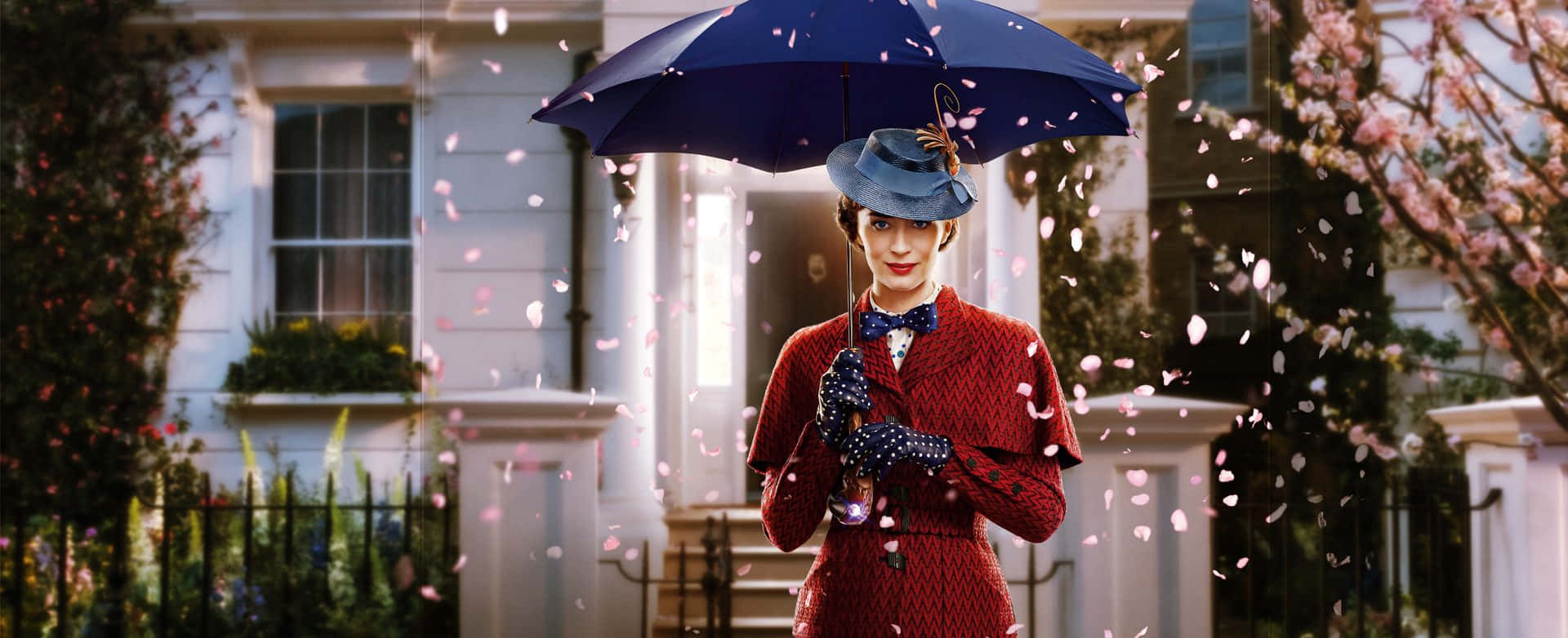 Mary Poppins, red suit, blue hat, Full HD Desktop Wallpaper