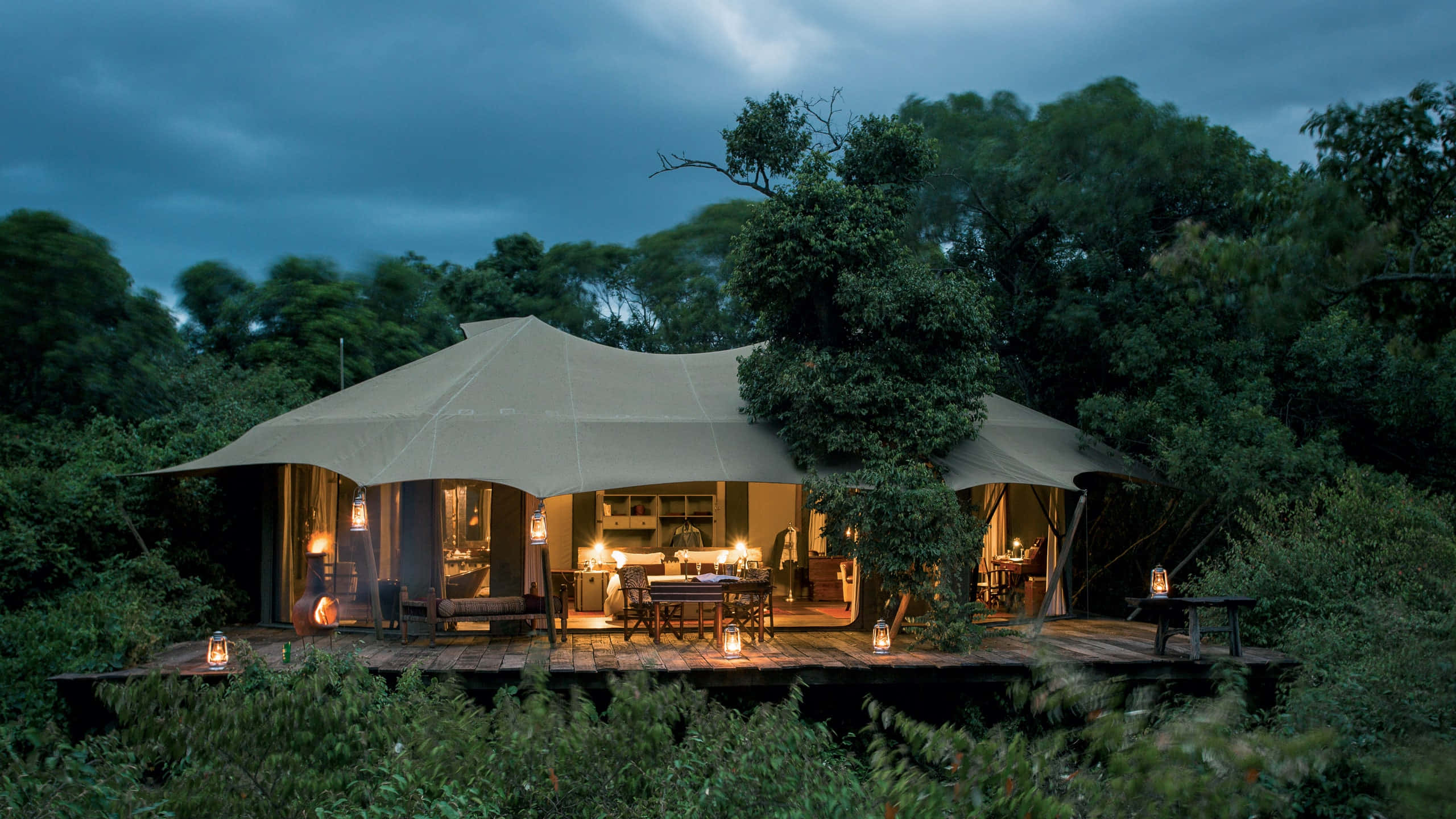 Masai Mara, plains camp, safari tent, 2K Desktop Wallpaper